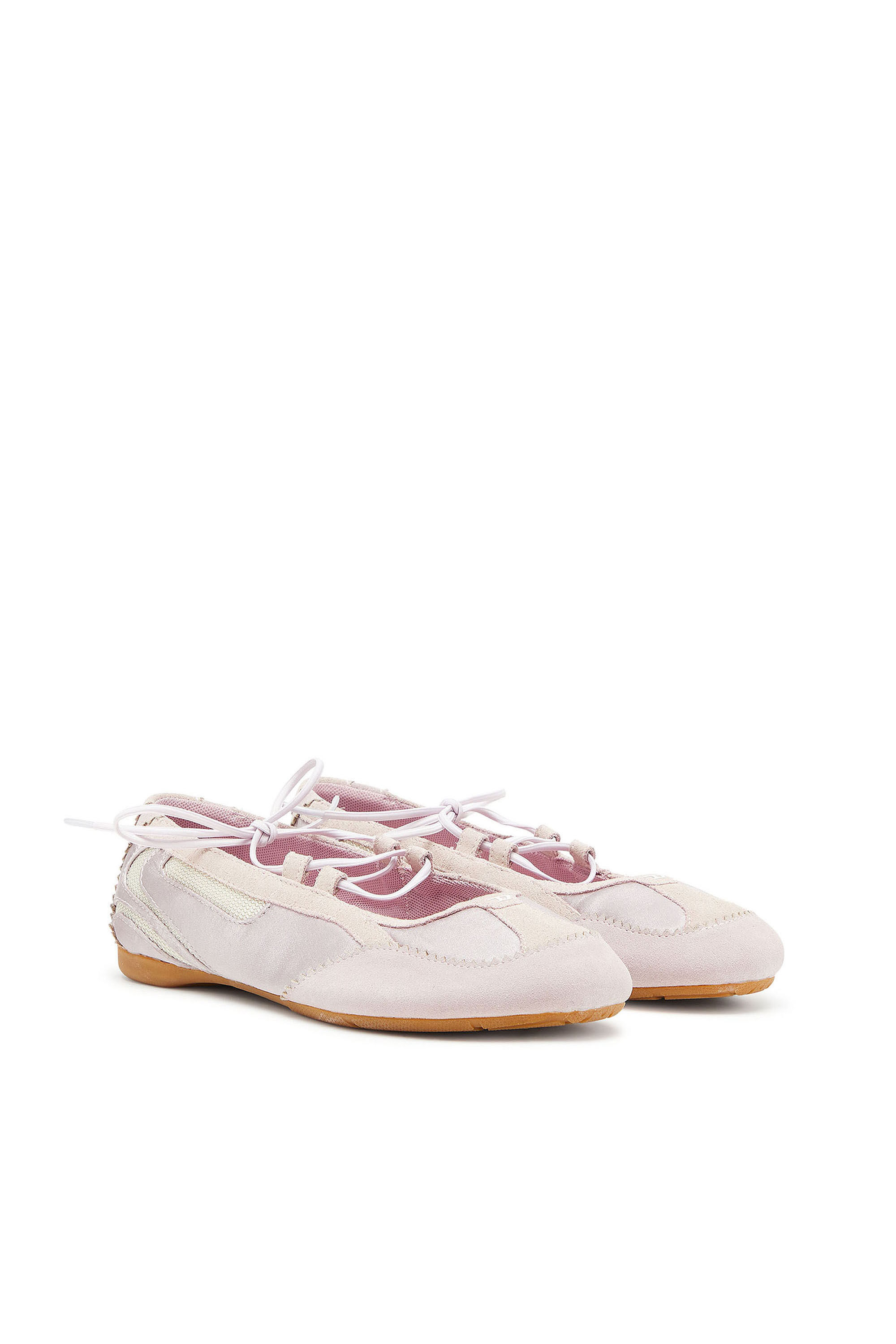 Diesel - D-MILE BALLERINA LACE UP II W, Woman's D-Mile - Ballerina flats in leather and mesh in Pink - 2