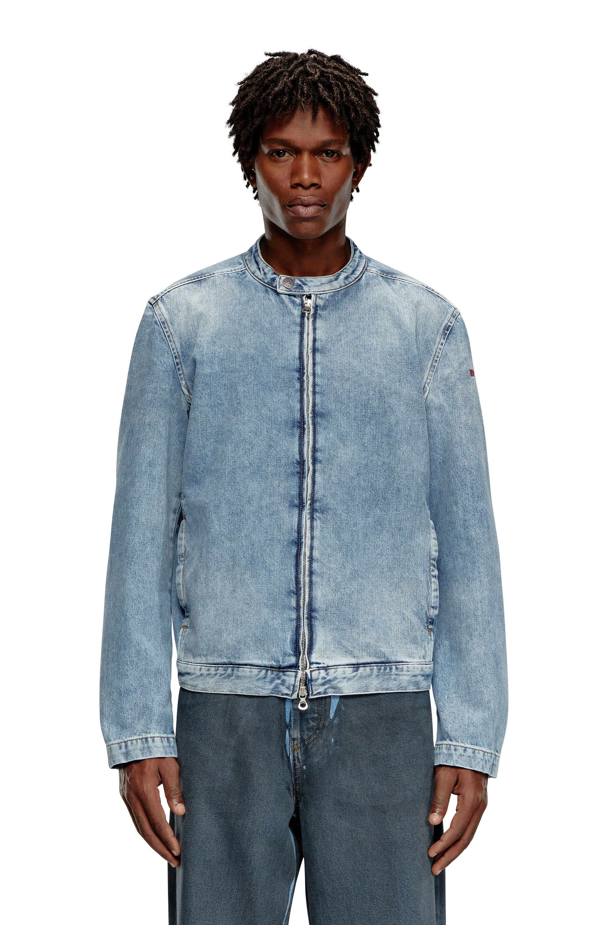 Men's Zipped racer jacket in Denim | Blue | Diesel