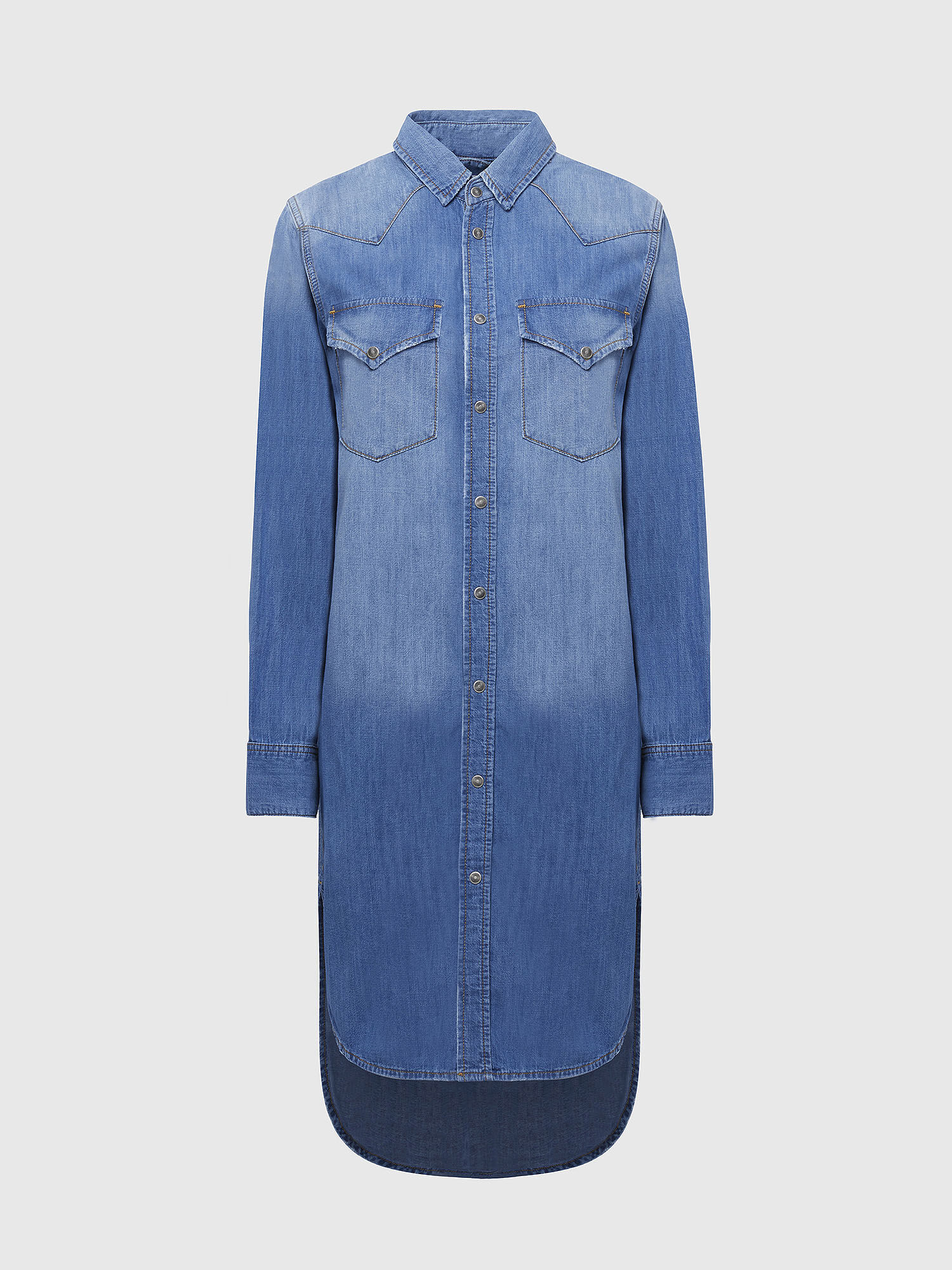 diesel denim shirt dress with skirt overlay