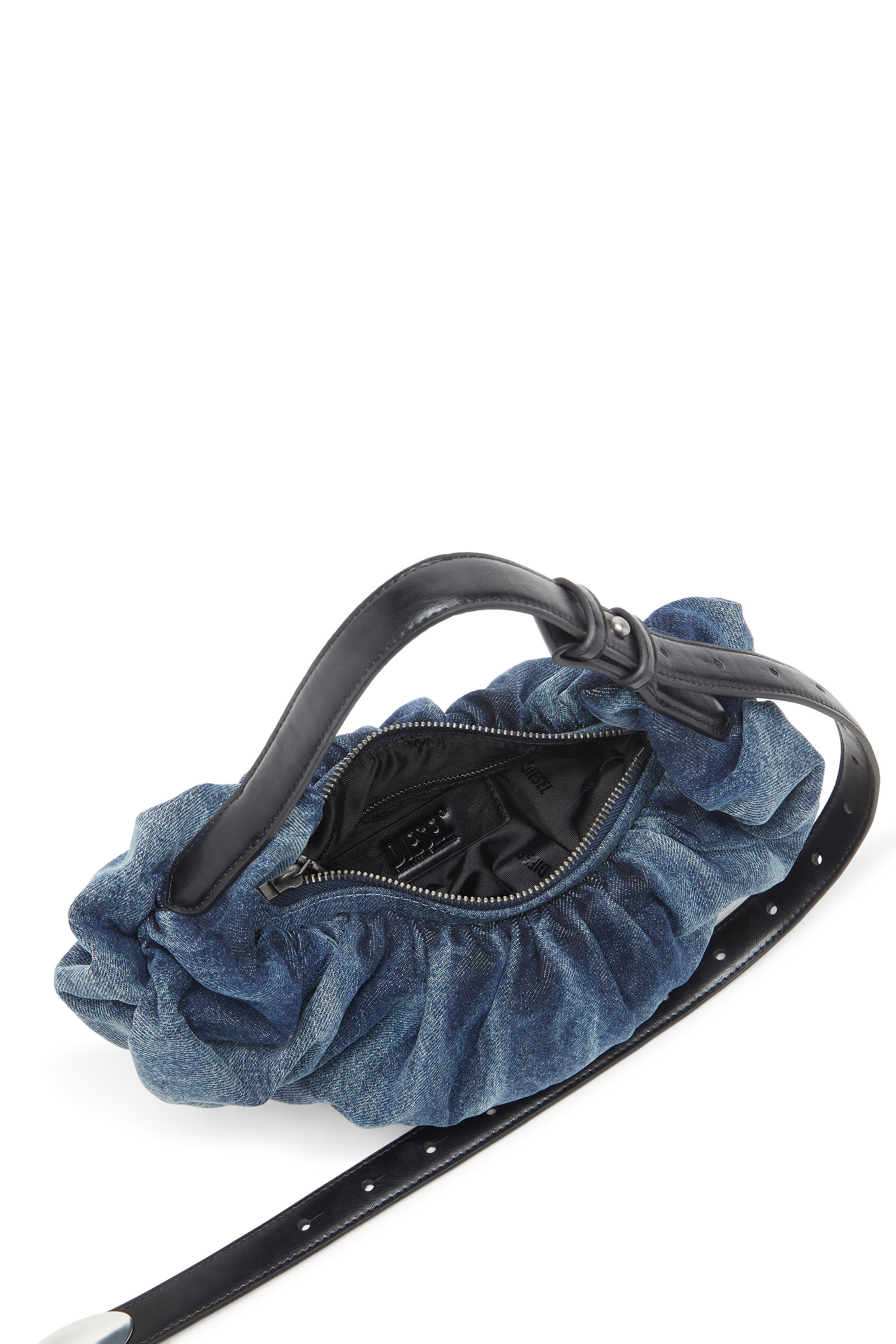 Women's Grab-D-Small scrunched hobo bag in treated denim | Blue