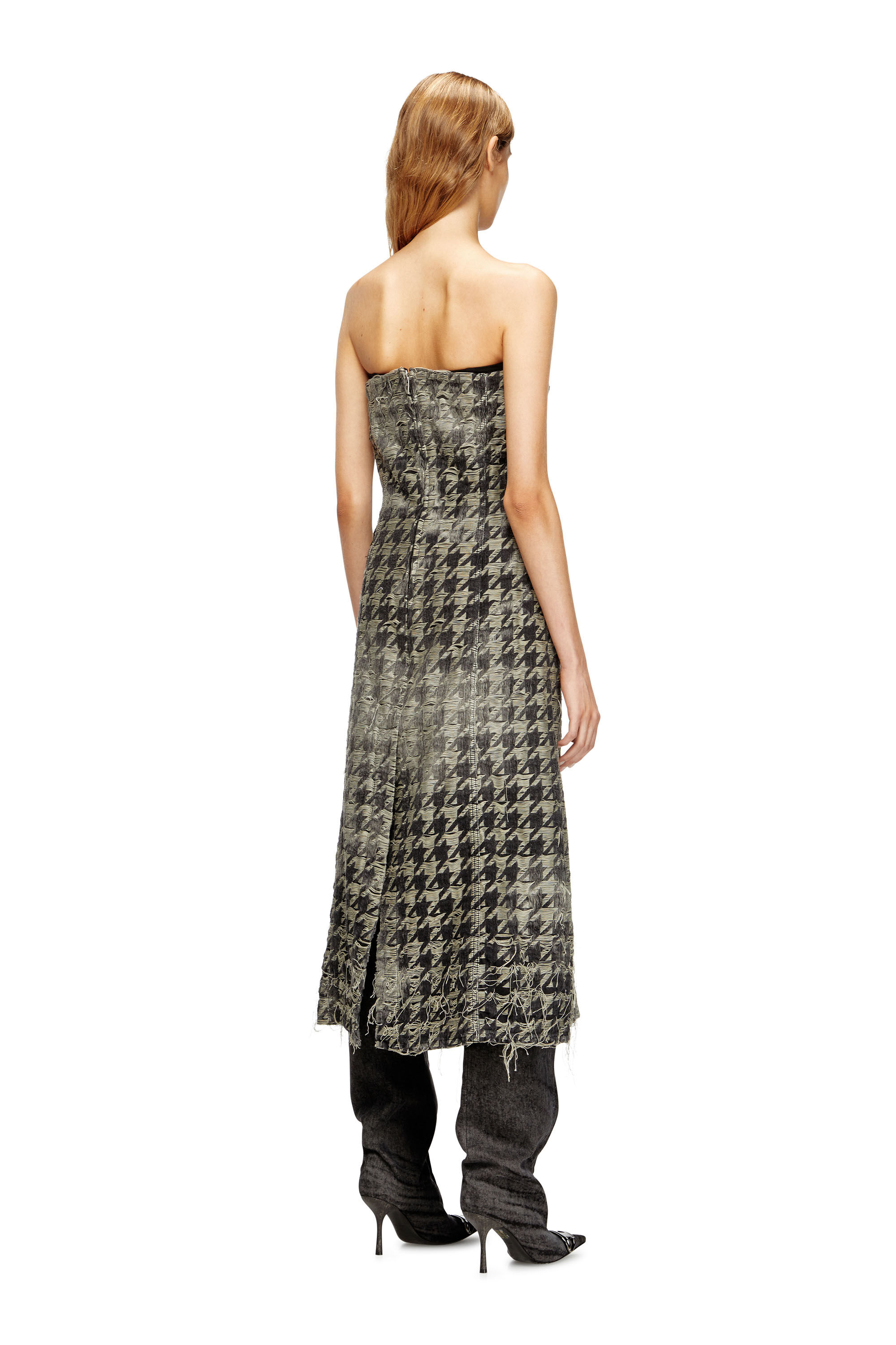Women's Midi dress in houndstooth-weave denim | Multicolor | Diesel