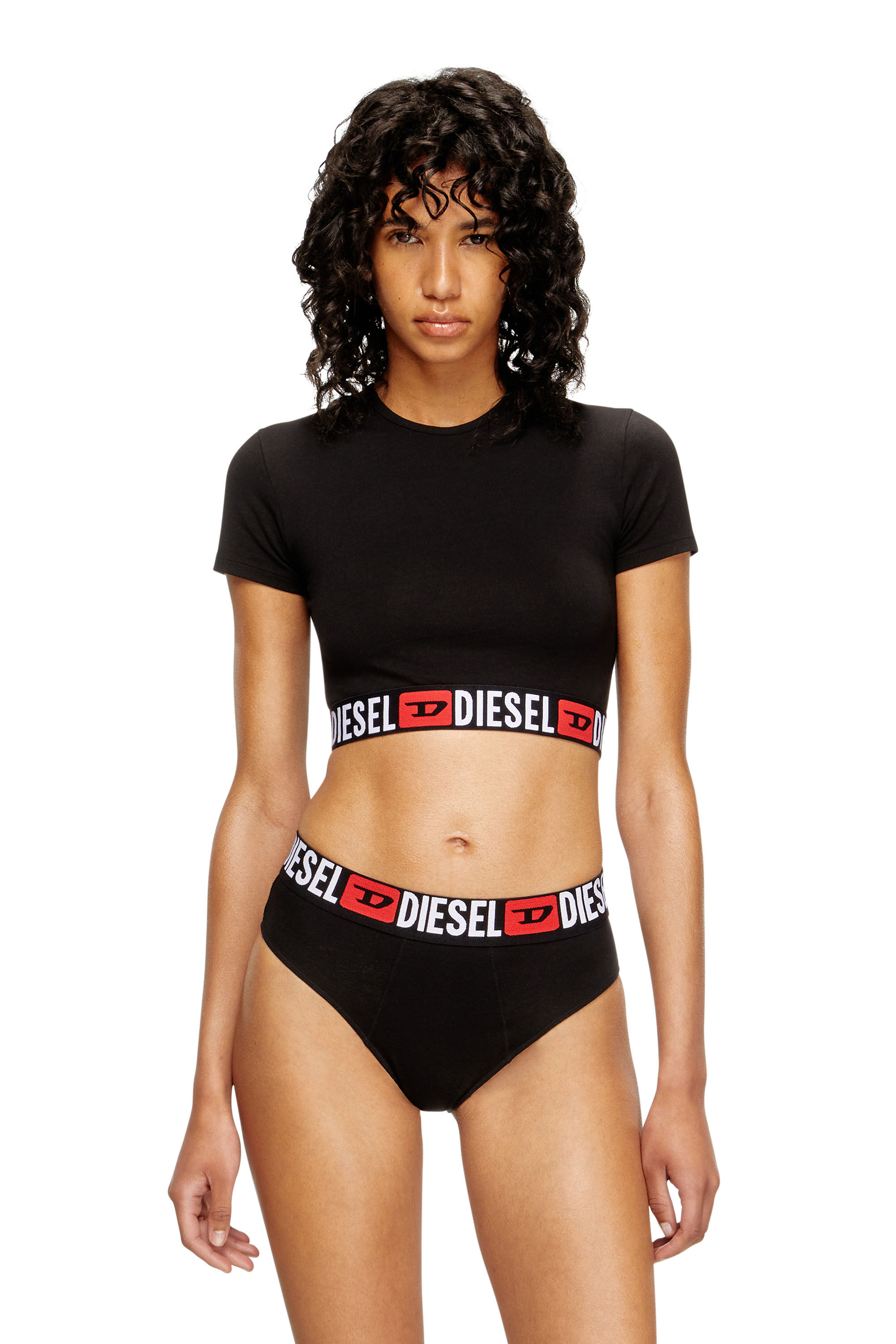 Women's Cropped top with logo band | Black | Diesel
