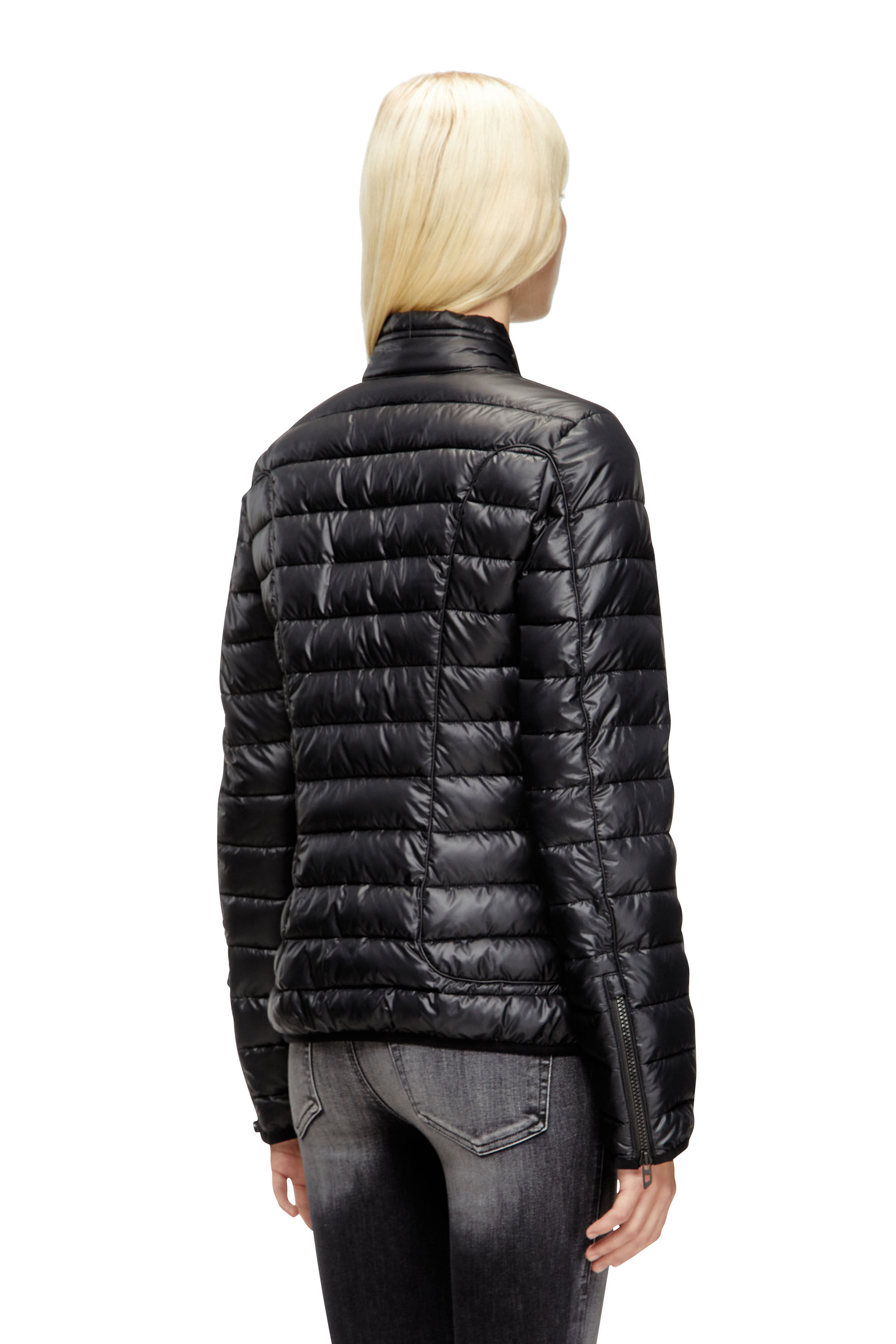 Women's Puffer jacket with biker details | Black | Diesel
