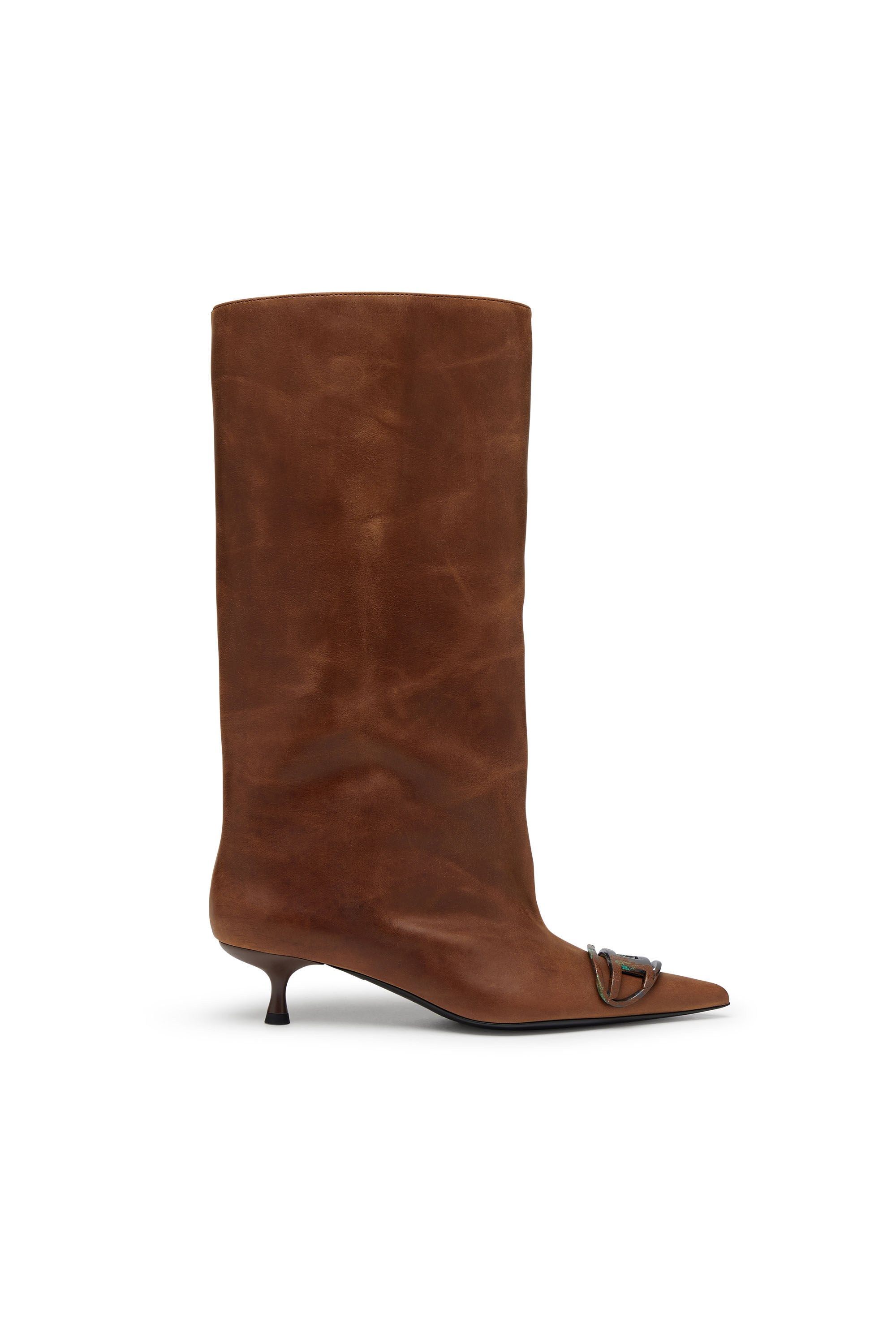 Women's D-Venus-Knee-high boots in oiled leather | Brown | Diesel