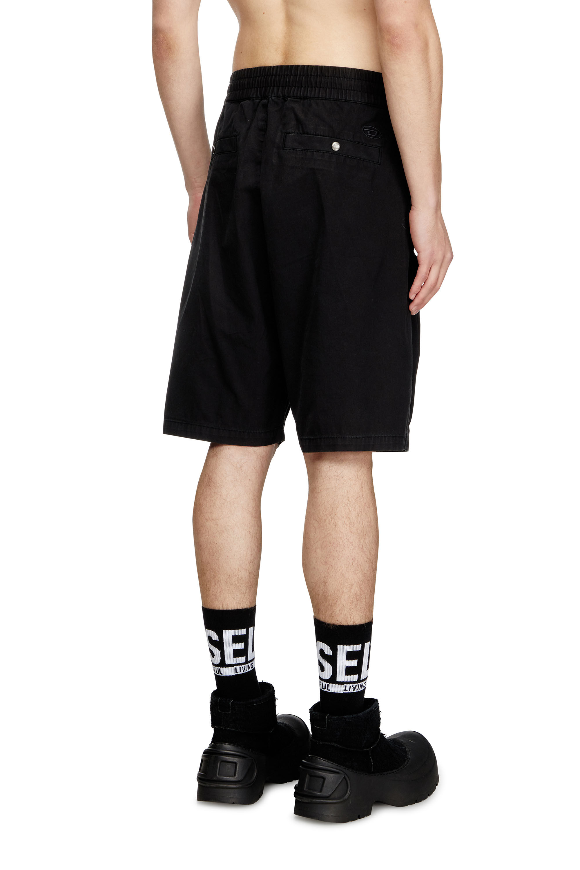 Men's Cargo shorts in faded organic cotton | Black | Diesel