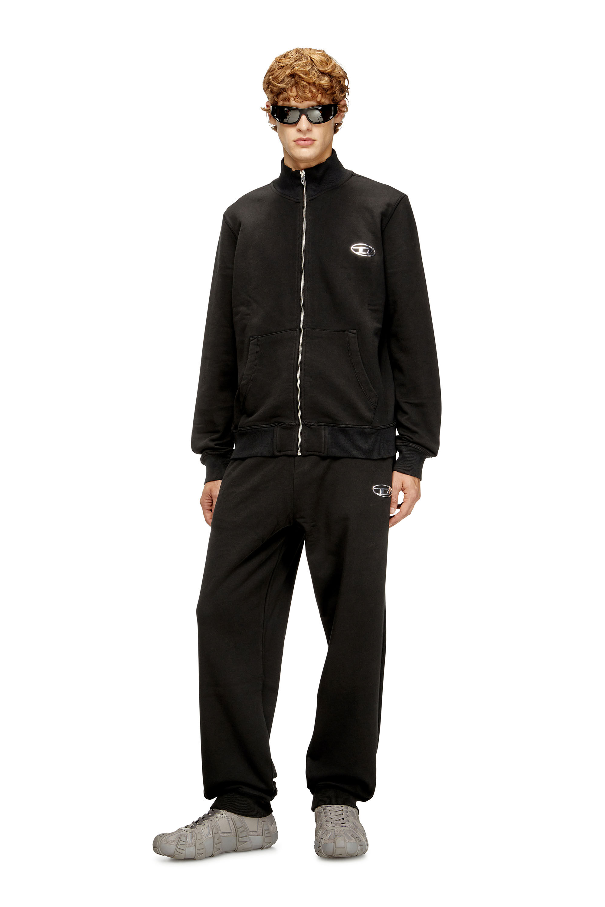 Men's Cotton pants with metallic Oval D | Black | Diesel TR