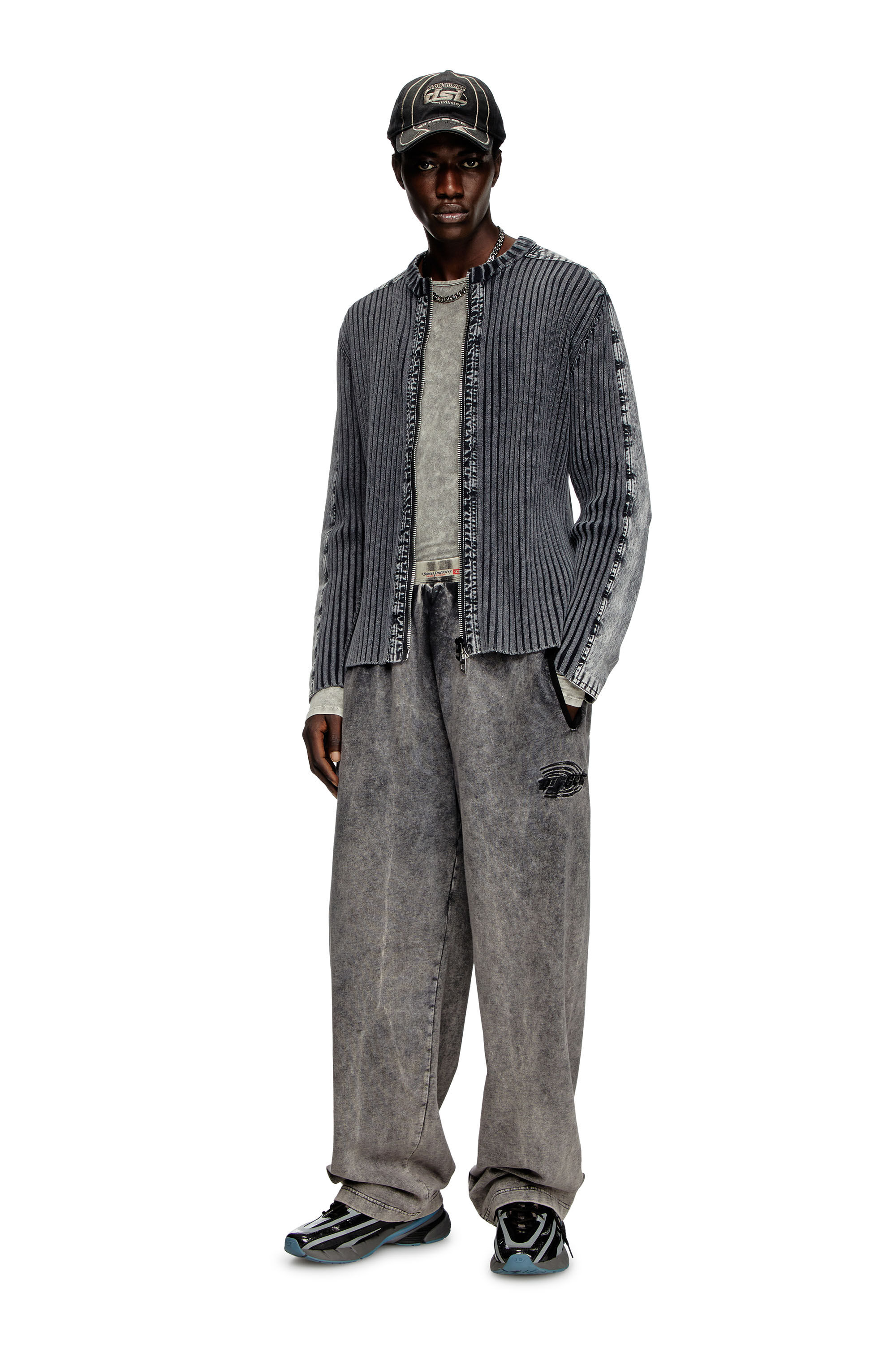 DIESEL カーディガン ディーゼル　グレー DIESEL（ディーゼル） ニットカーディガン 長袖 グレー 灰色 綿