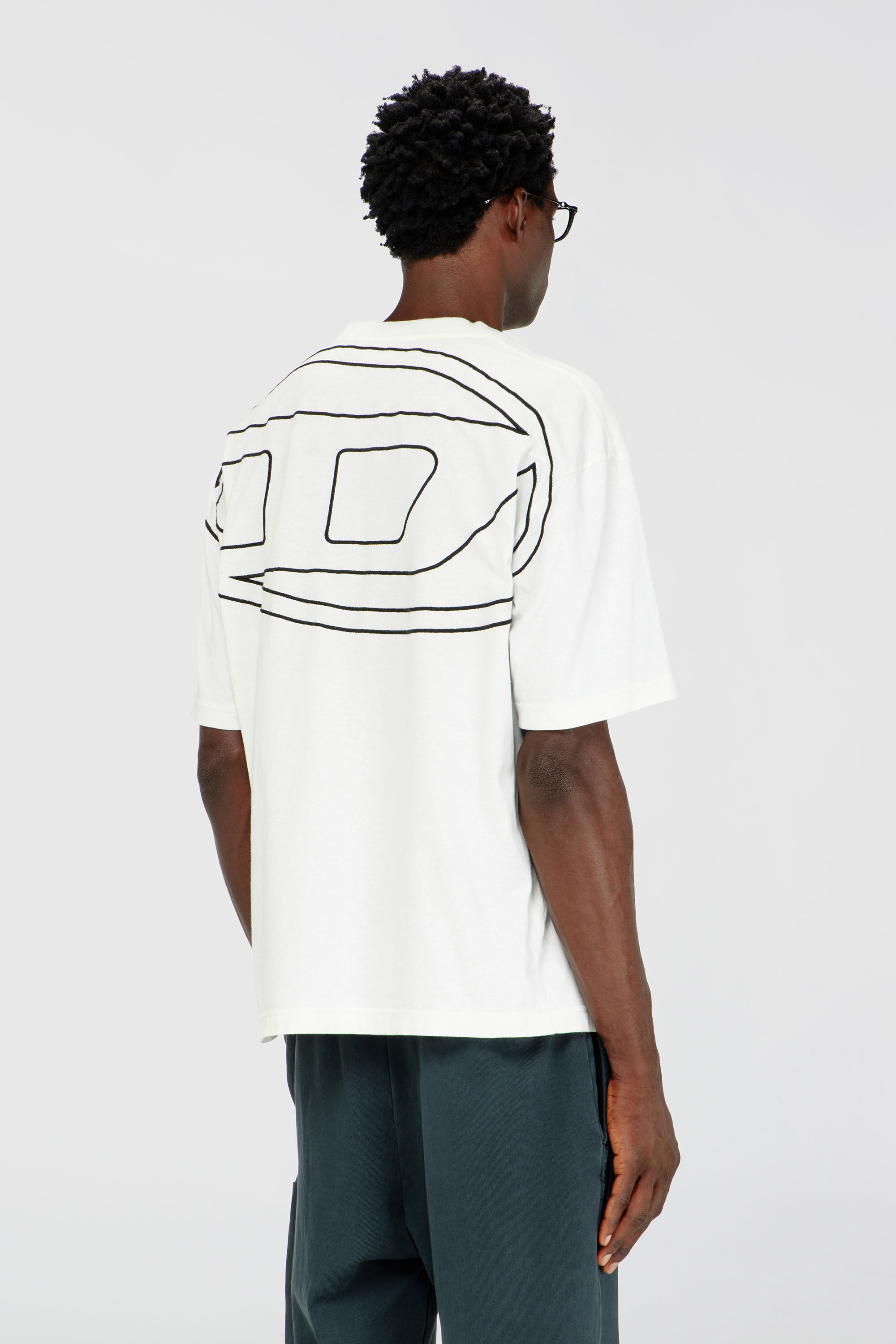 Men's oversized T-shirt with oval D embroidery | White | Diesel