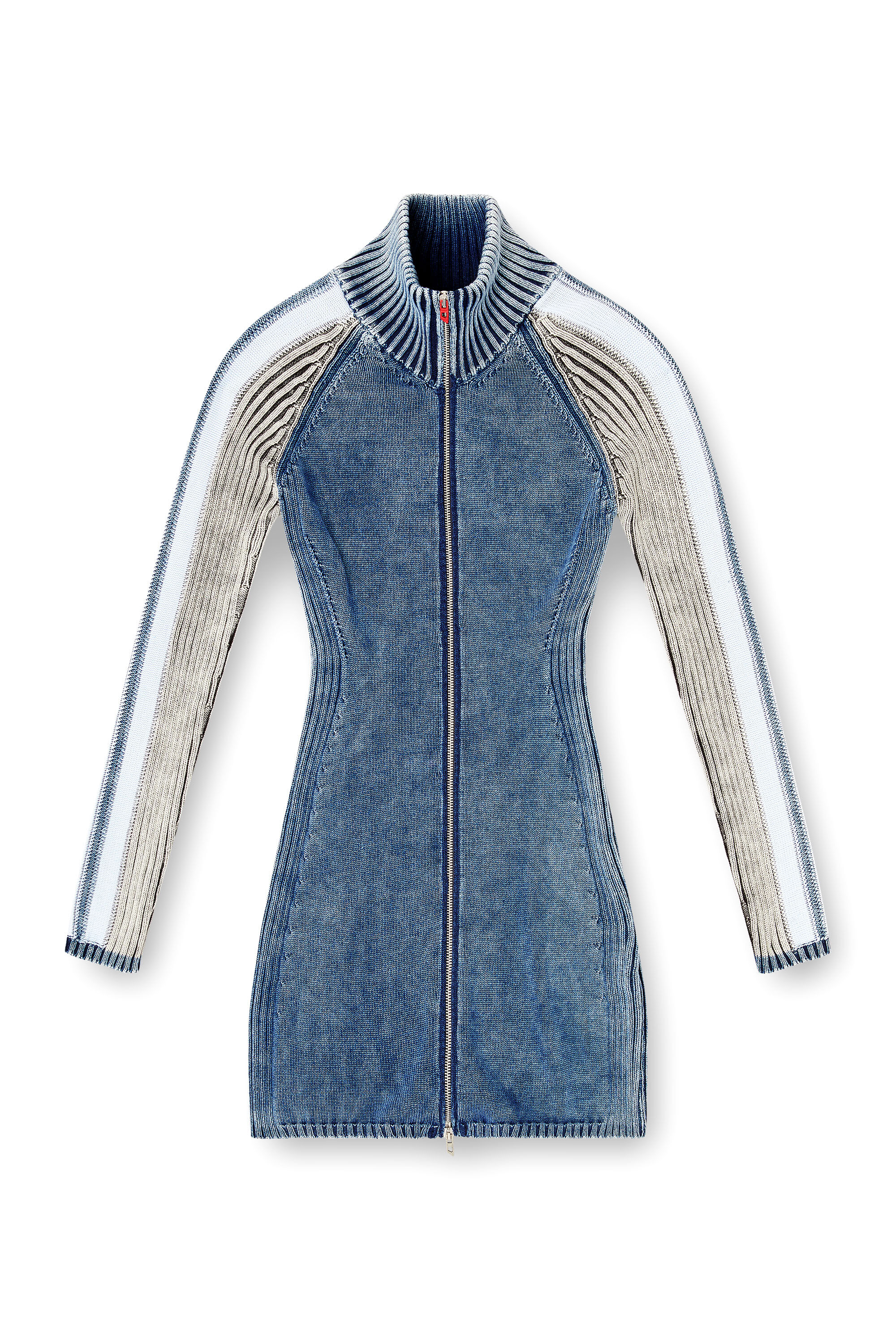トップス ans dotsloevner MINI DRESS BLUE Women's Turtleneck short dress in indigo knit | Blue | Diesel