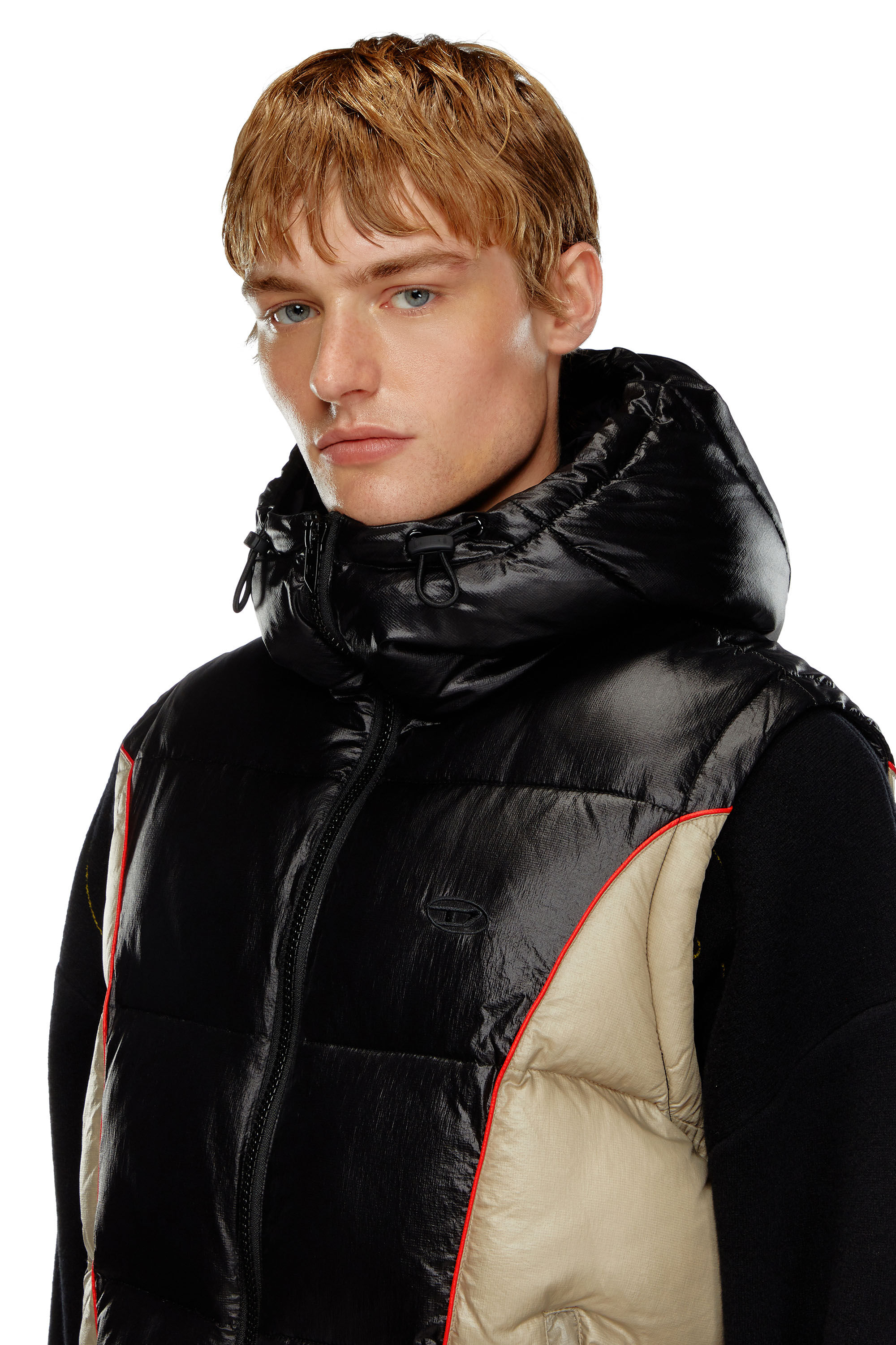 Men's Hooded puffer vest in shiny ripstop | Multicolor | Diesel