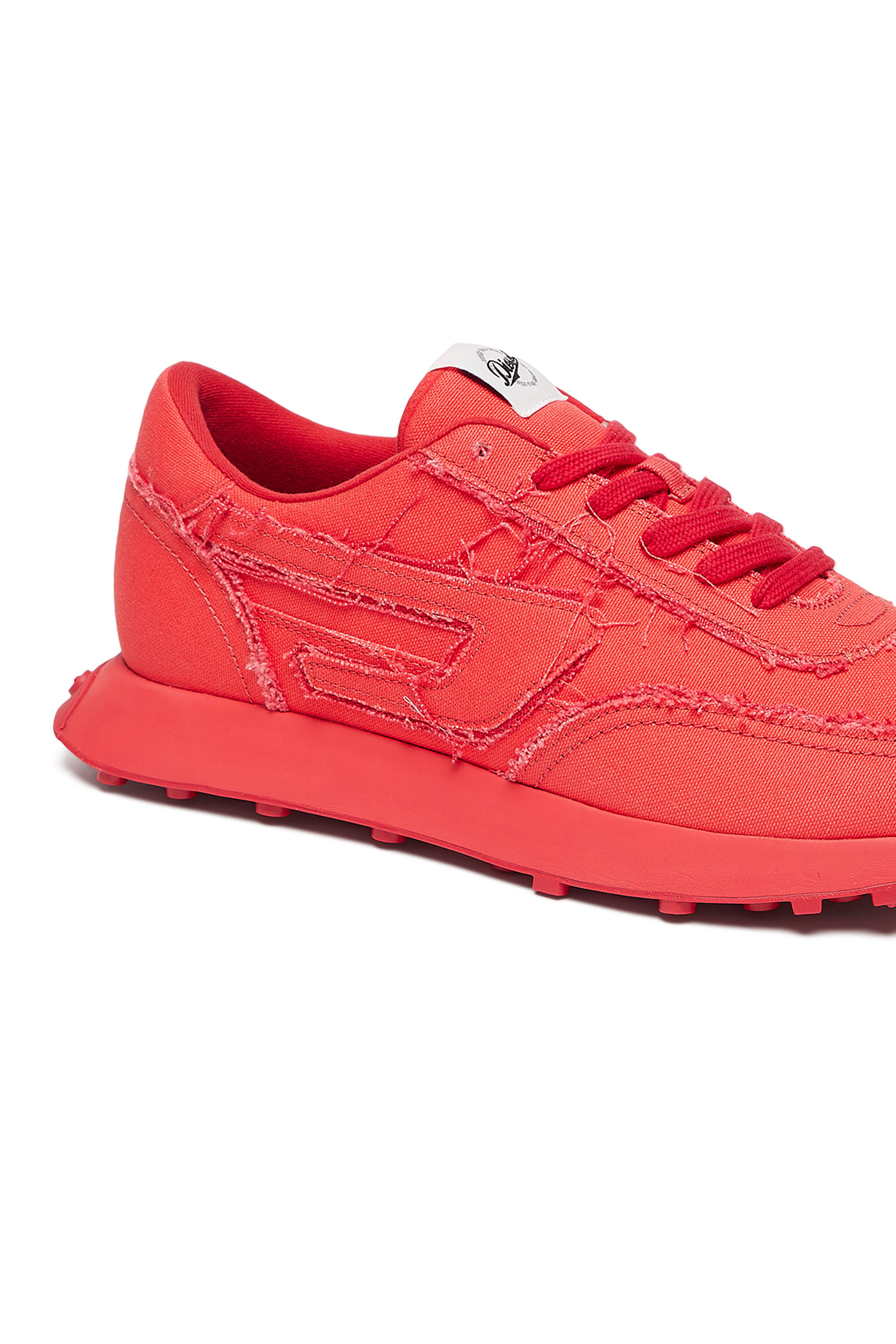 Men s S Racer Lc Canvas sneakers with frayed edges Red Diesel