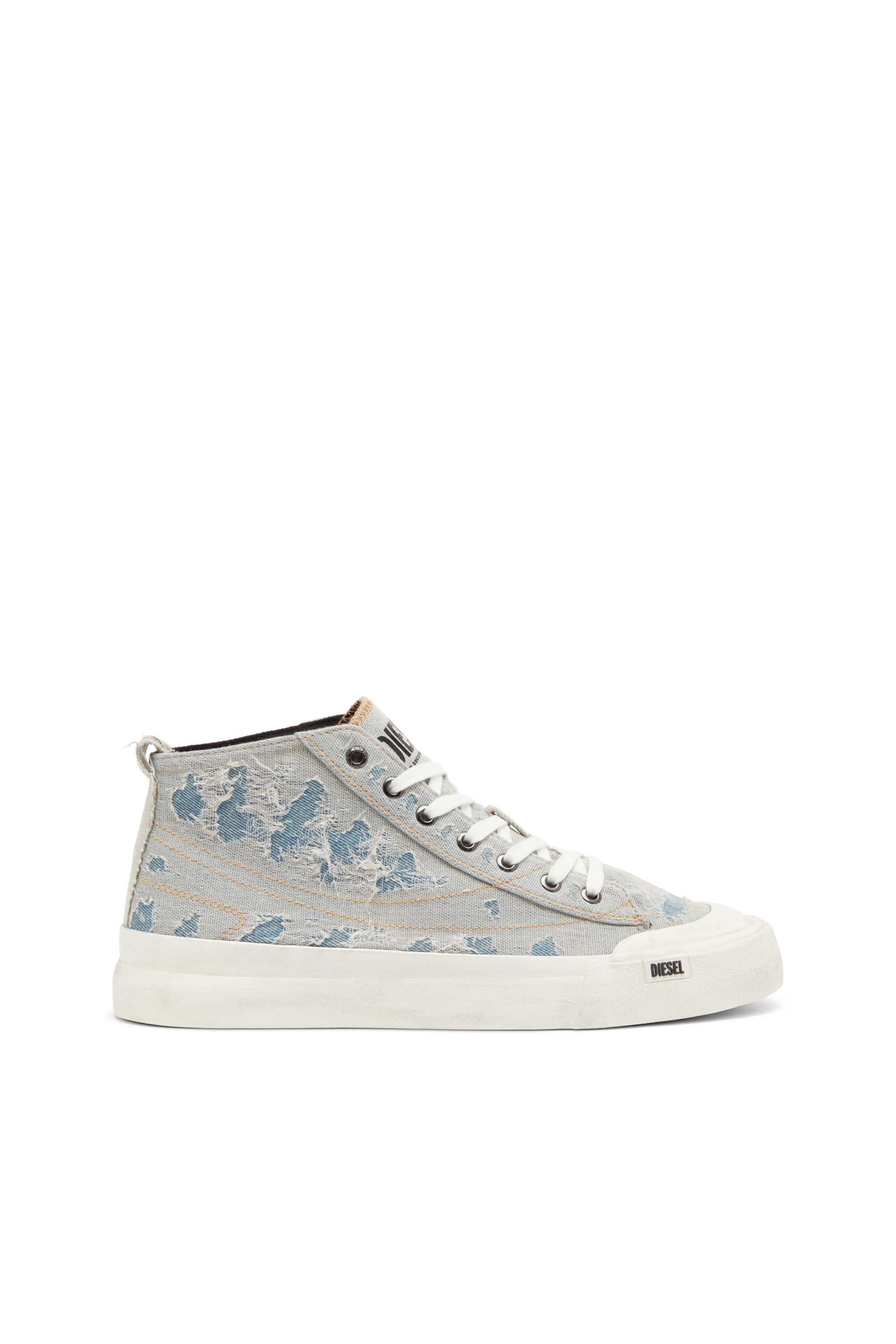 Men's S-Athos-High-top sneakers in denim and gauze | Blue | Diesel