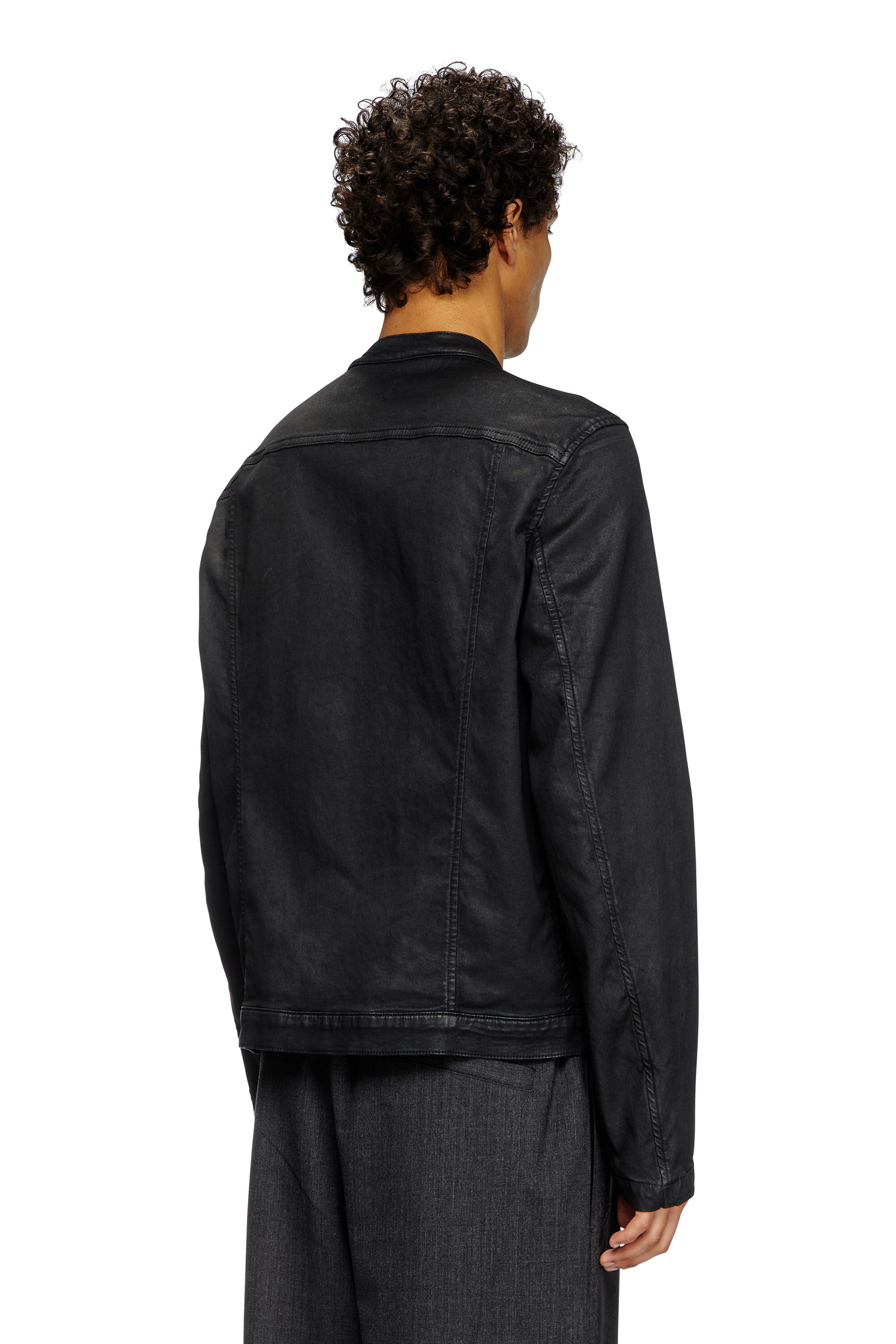 Men's Moto jacket in coated JoggJeans | Black | Diesel
