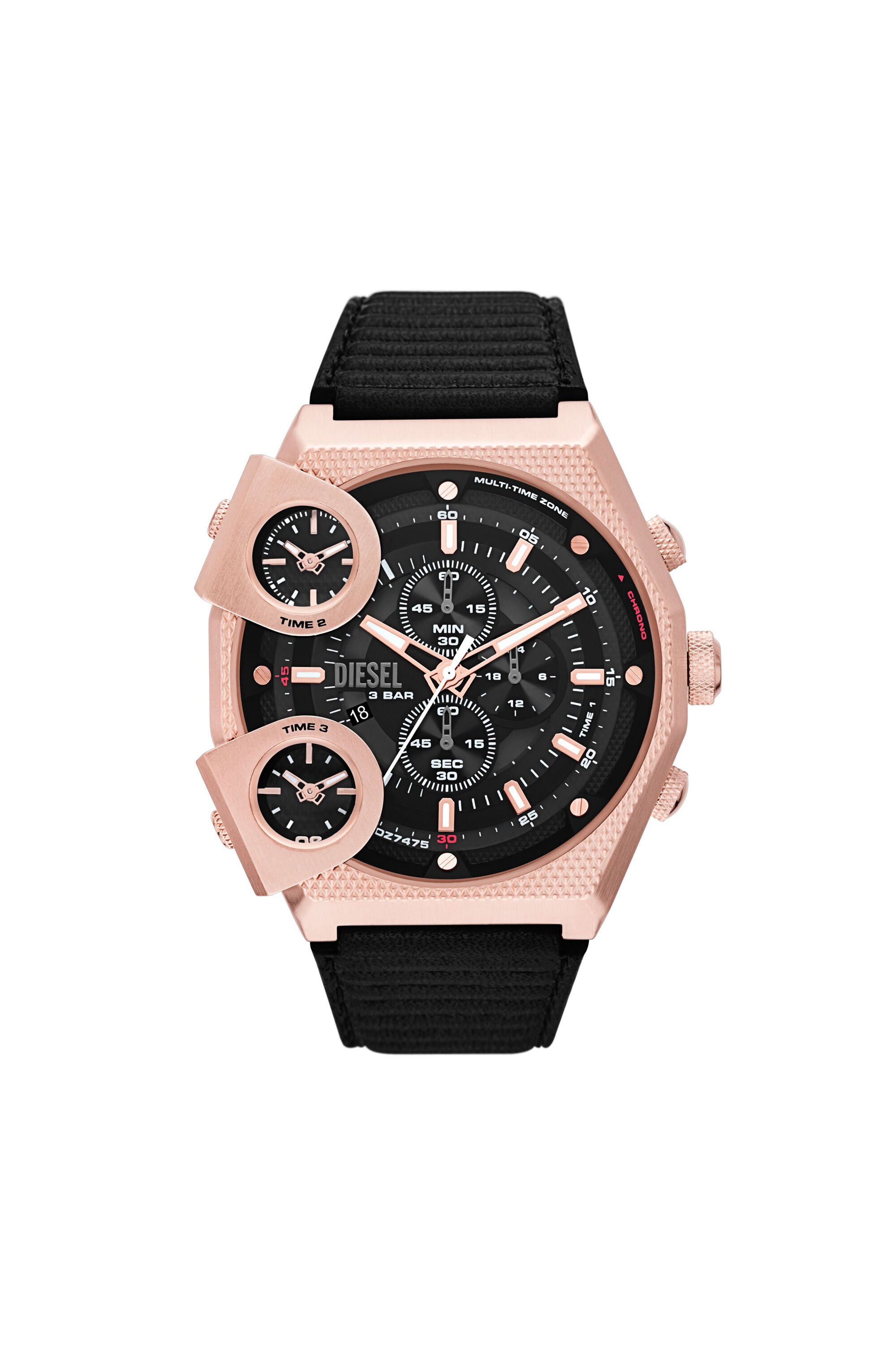 O*6様 DIESEL ディーゼル X09720 P5187 H6851 ボディ Men's Sideshow Black Leather Watch | Black | Diesel