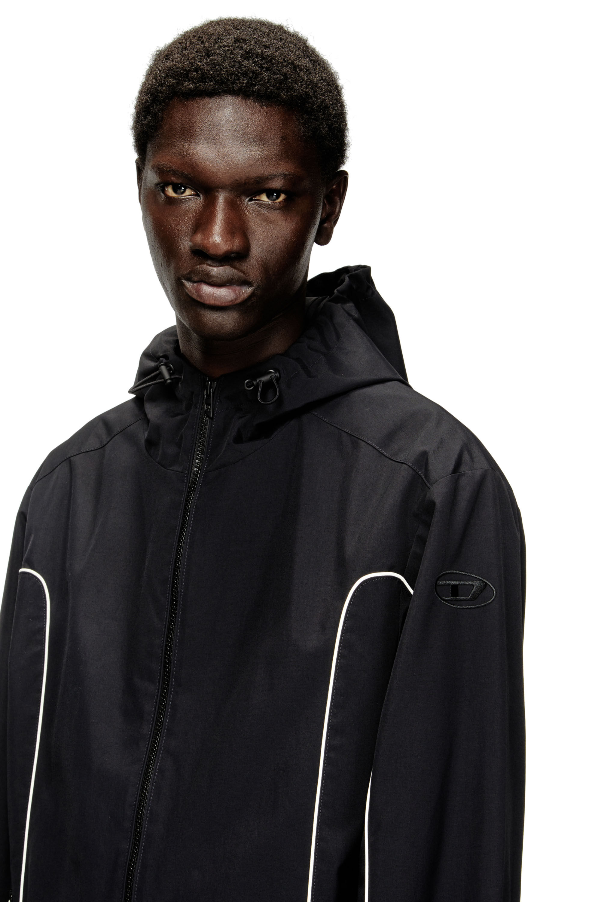 Diesel - J-HIVES-WRD, Man's Windbreaker with contrast piping in Black - 5