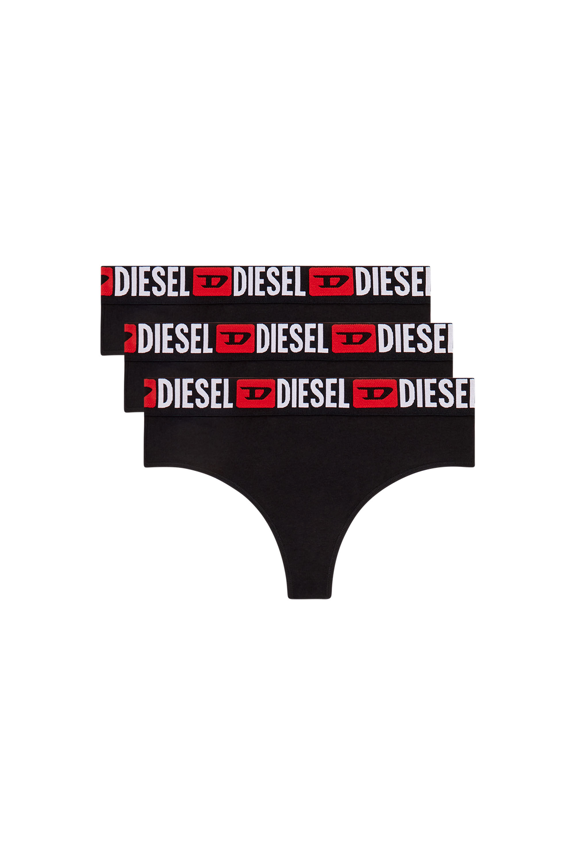 Diesel - UFST-STARS-THREEPACK, Woman 3-pack thongs with logo waist in Black - Image 2