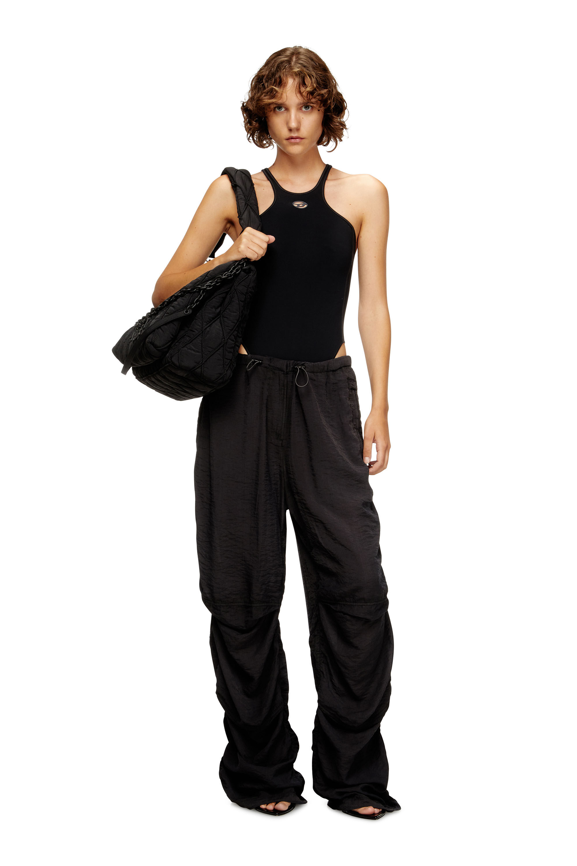 Women's Stretch bodysuit with Oval D detail | Black | Diesel