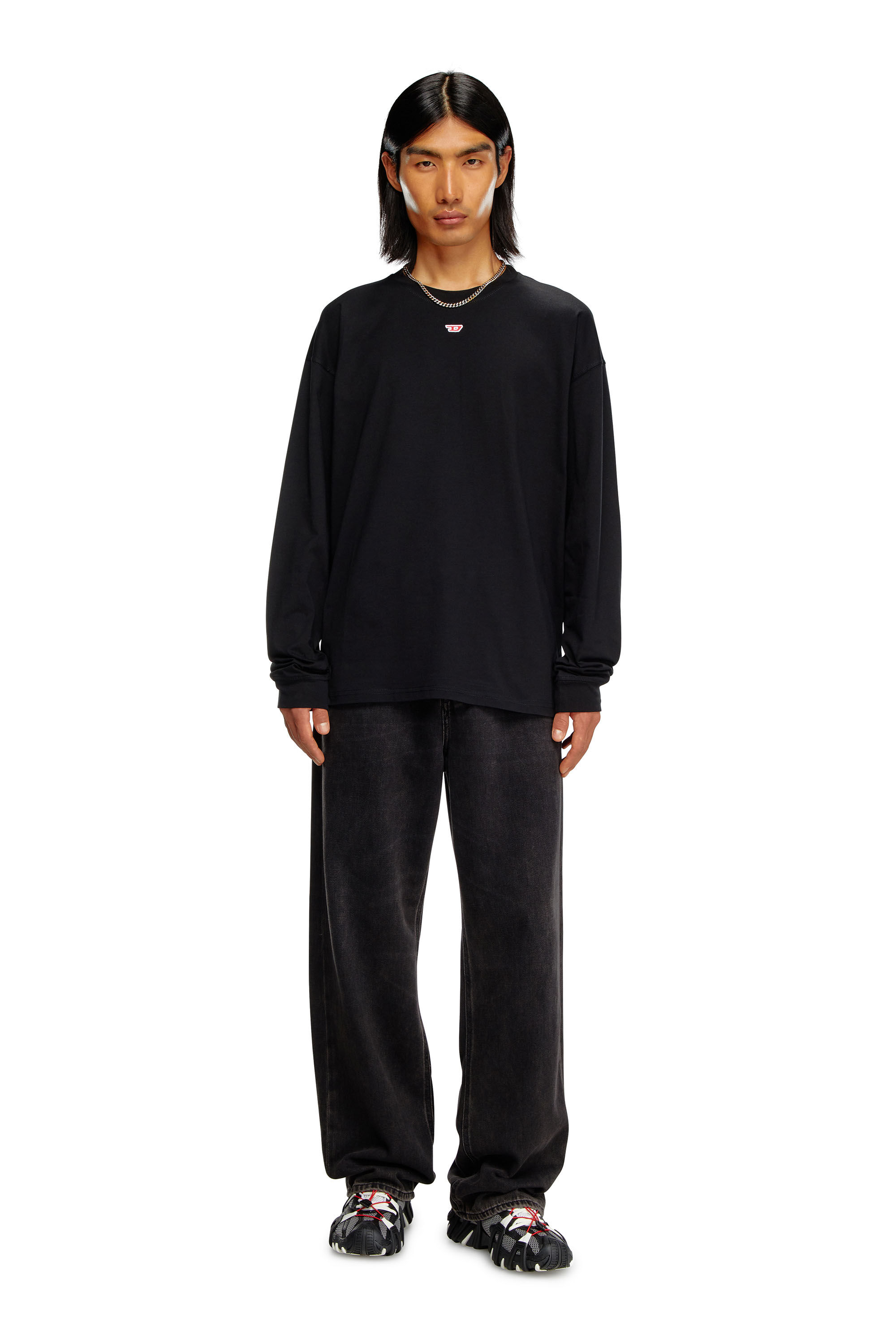 Diesel - T-BOXT-LS-D, Unisex's Longs-sleeve T-shirt with D patch in Black - 1