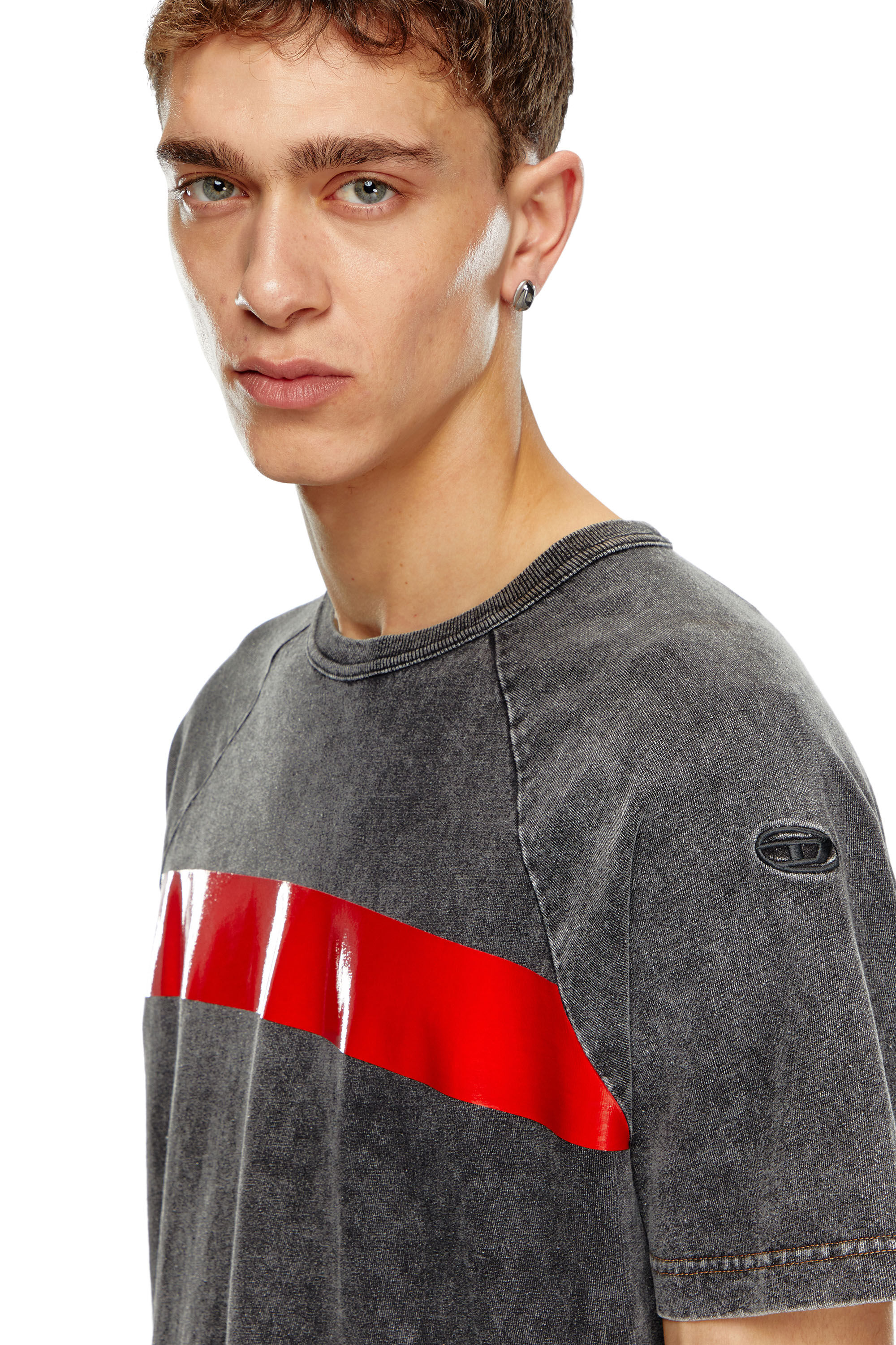 最新の激安 with T-shirt Marble-effect Men's glossy Diesel | Black | band ウォーキング・ランニングウェア