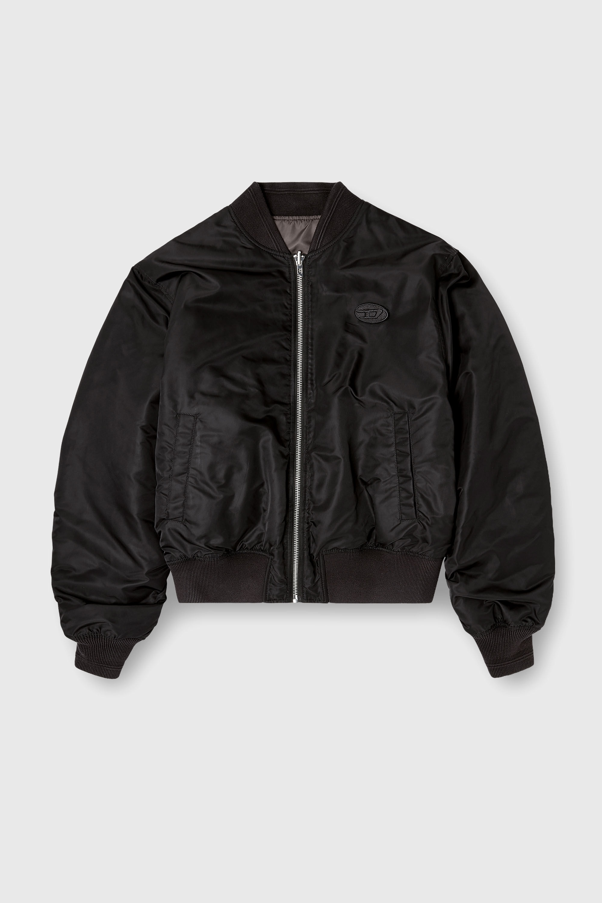 Men's Padded bomber jacket with Oval D embroidery | Black | Diesel TR