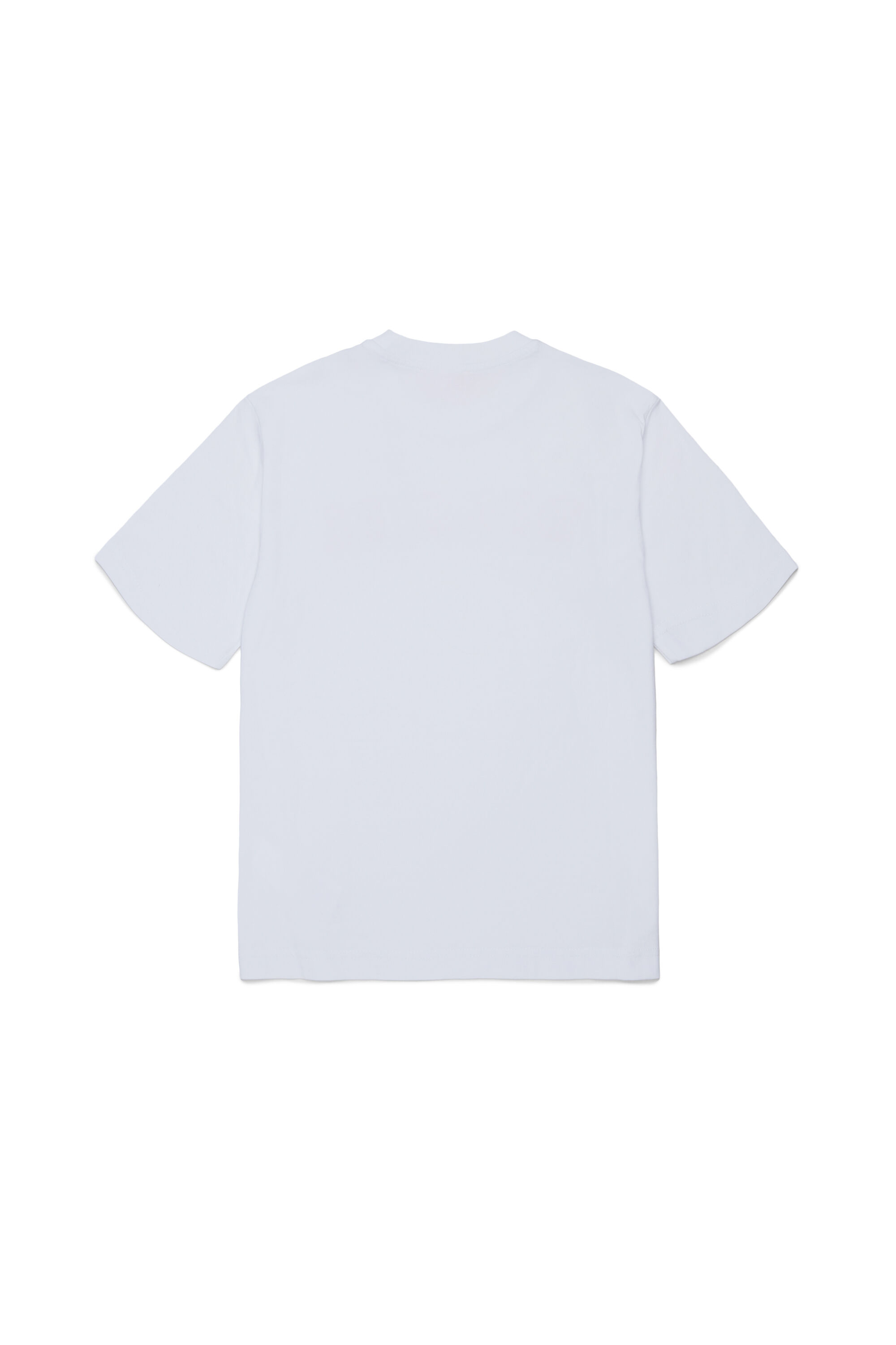 Diesel - TJEANS OVER, Man's Cotton T-shirt with frayed-effect logo in White - 2