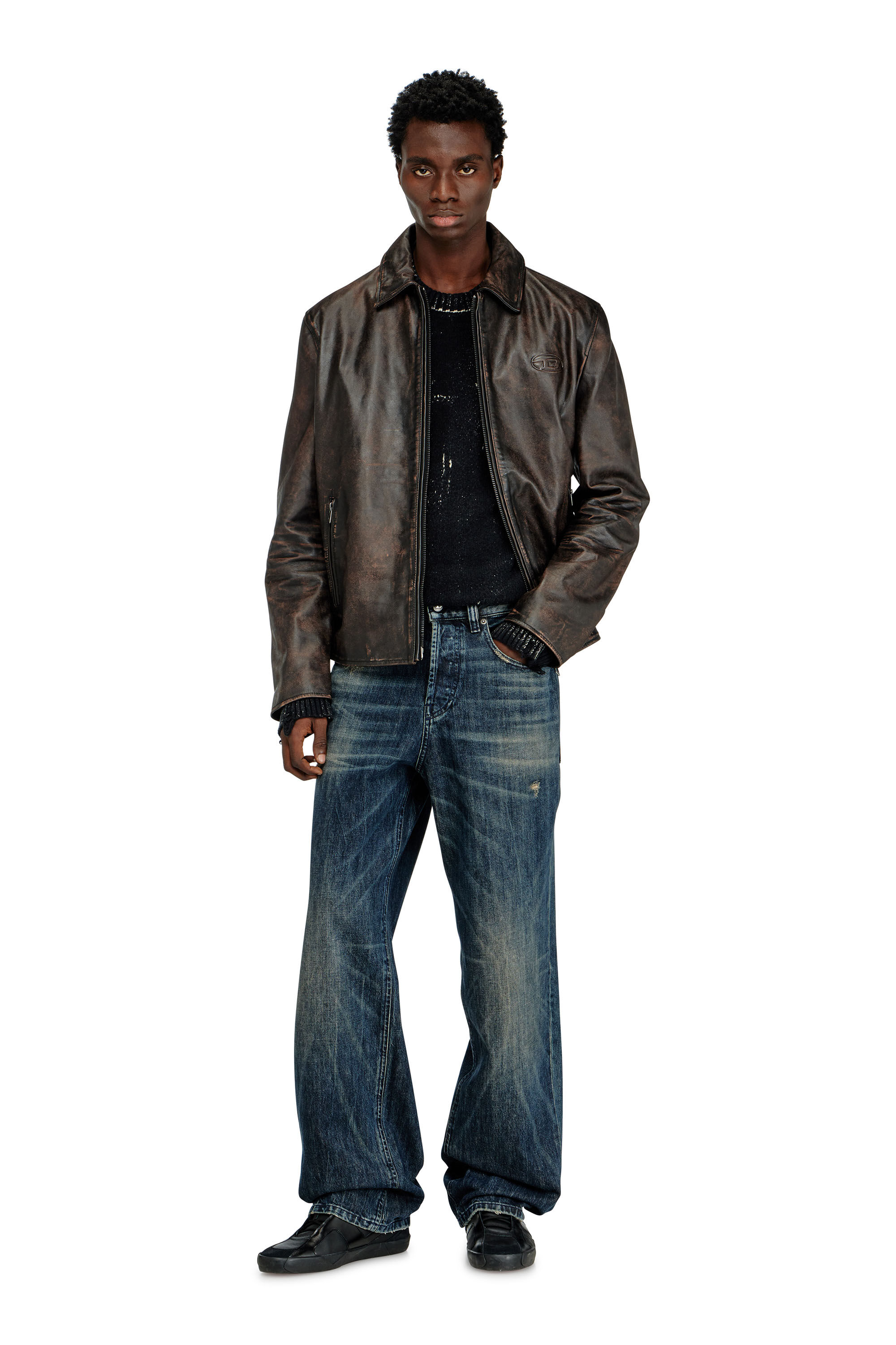 Men's Coach jacket in treated leather | Brown | Diesel