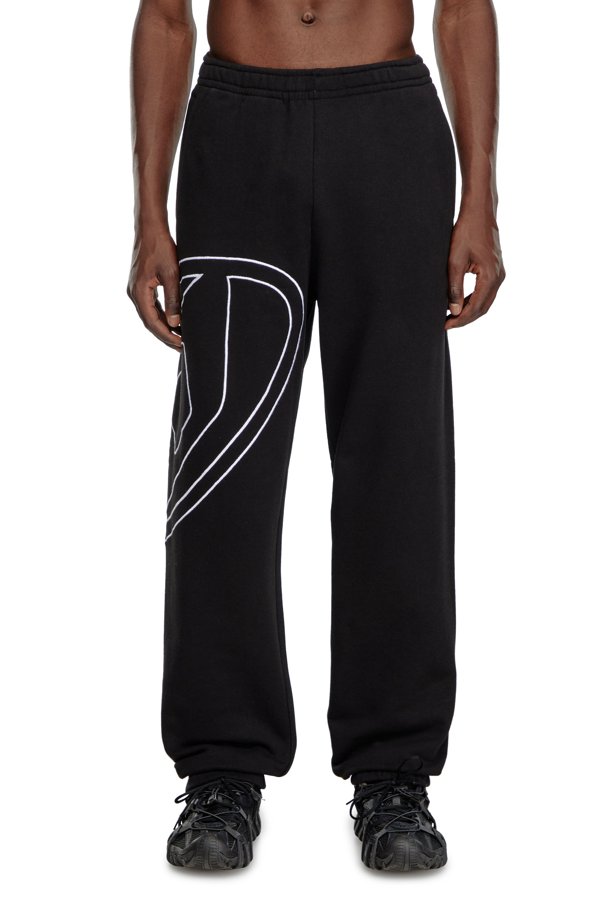 Men's Track pants with mega oval D | Black | Diesel