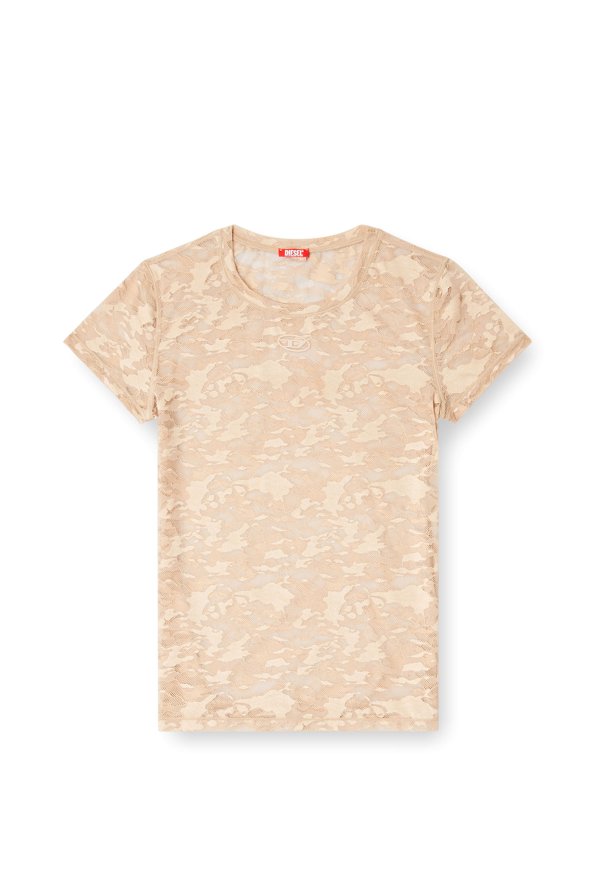 Diesel - KASIA-UTLT, Woman's Camo lace T-shirt in Beige - 2