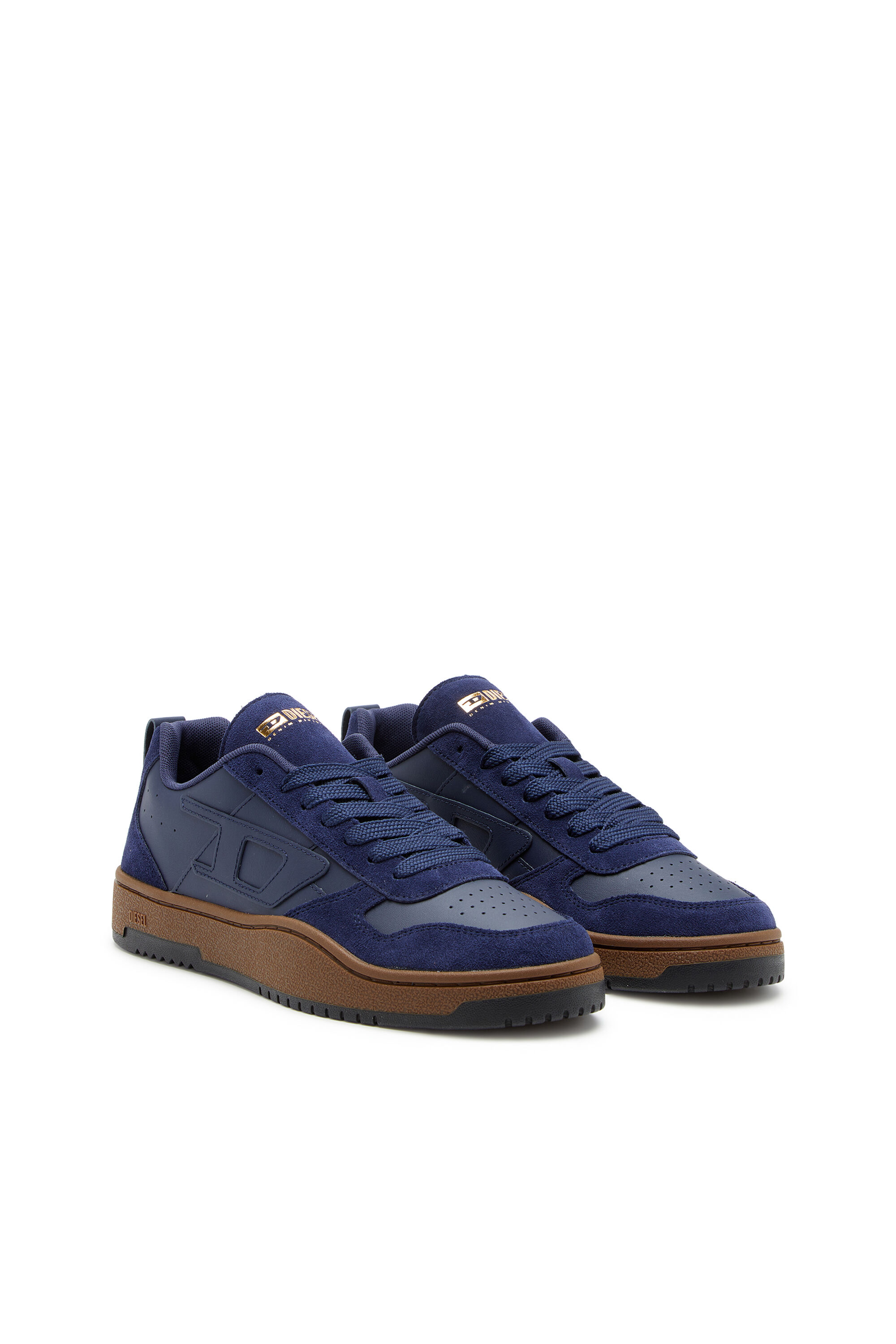 Men s S Ukiyo Sneakers in leather and suede Blue Diesel