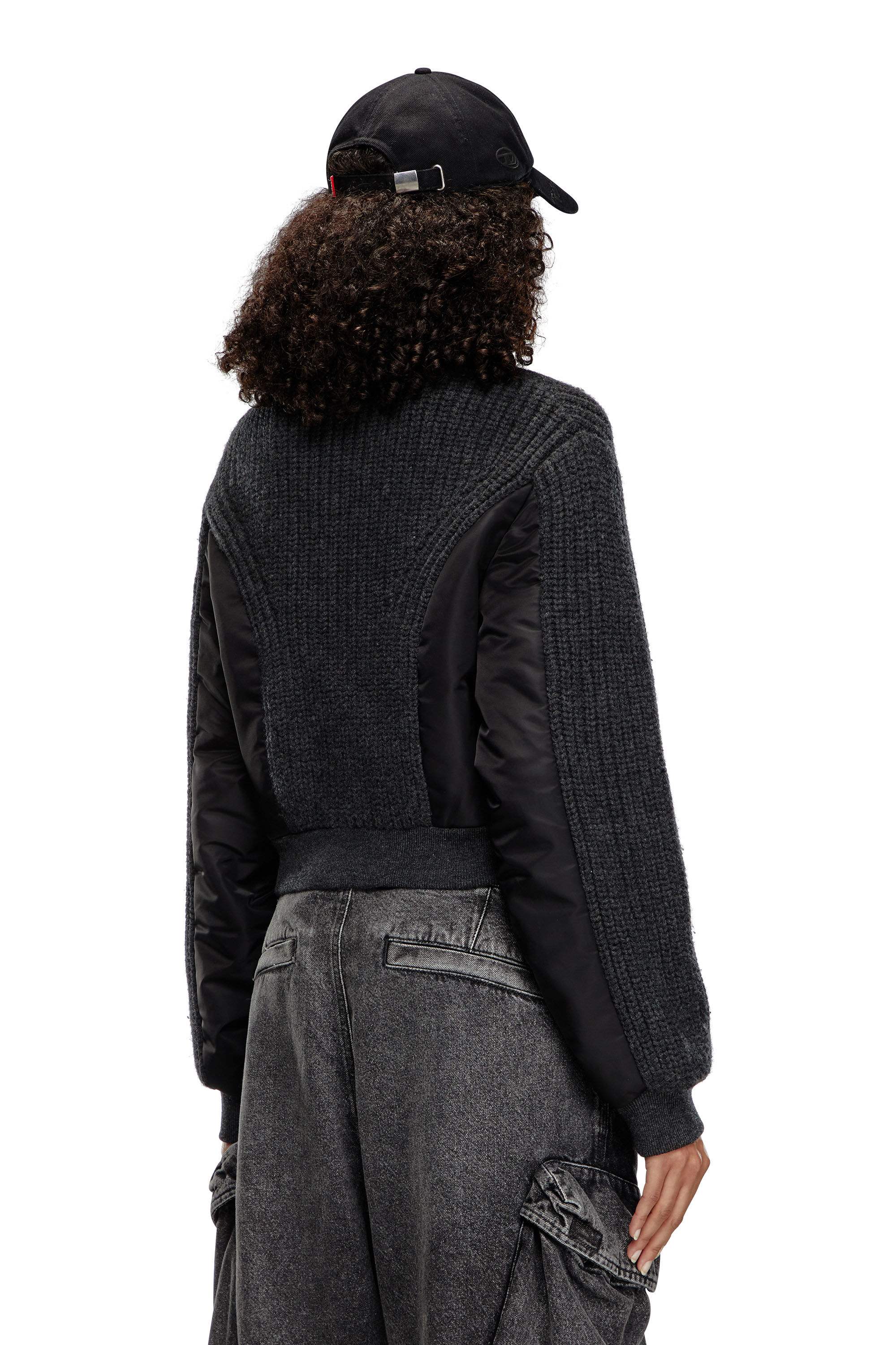 Women's Jacket in wool knit and padded nylon | Black | Diesel Women's Jacket in wool knit and padded nylon | Black | Diesel