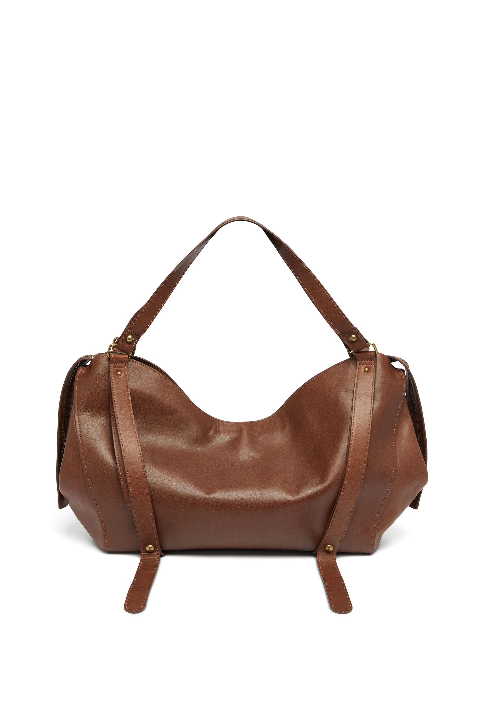 Diesel - D-ONE TOPHANDLE L, Unisex's D-One-Large top-handle bag in treated leather in Brown - 2