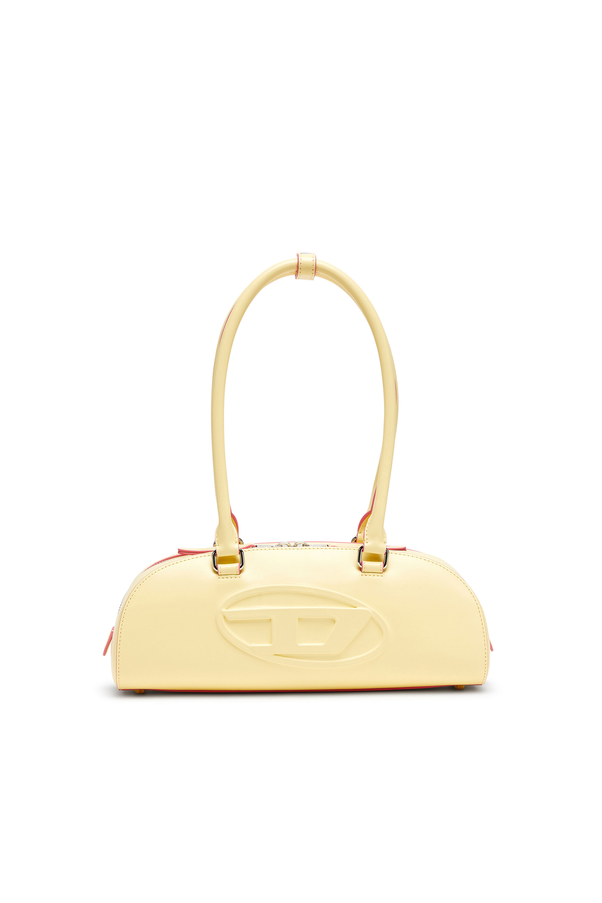Diesel - 1DR DOME SHOULDER EW, Woman's 1DR Dome - Elongated bowling bag in leather in Yellow - 1