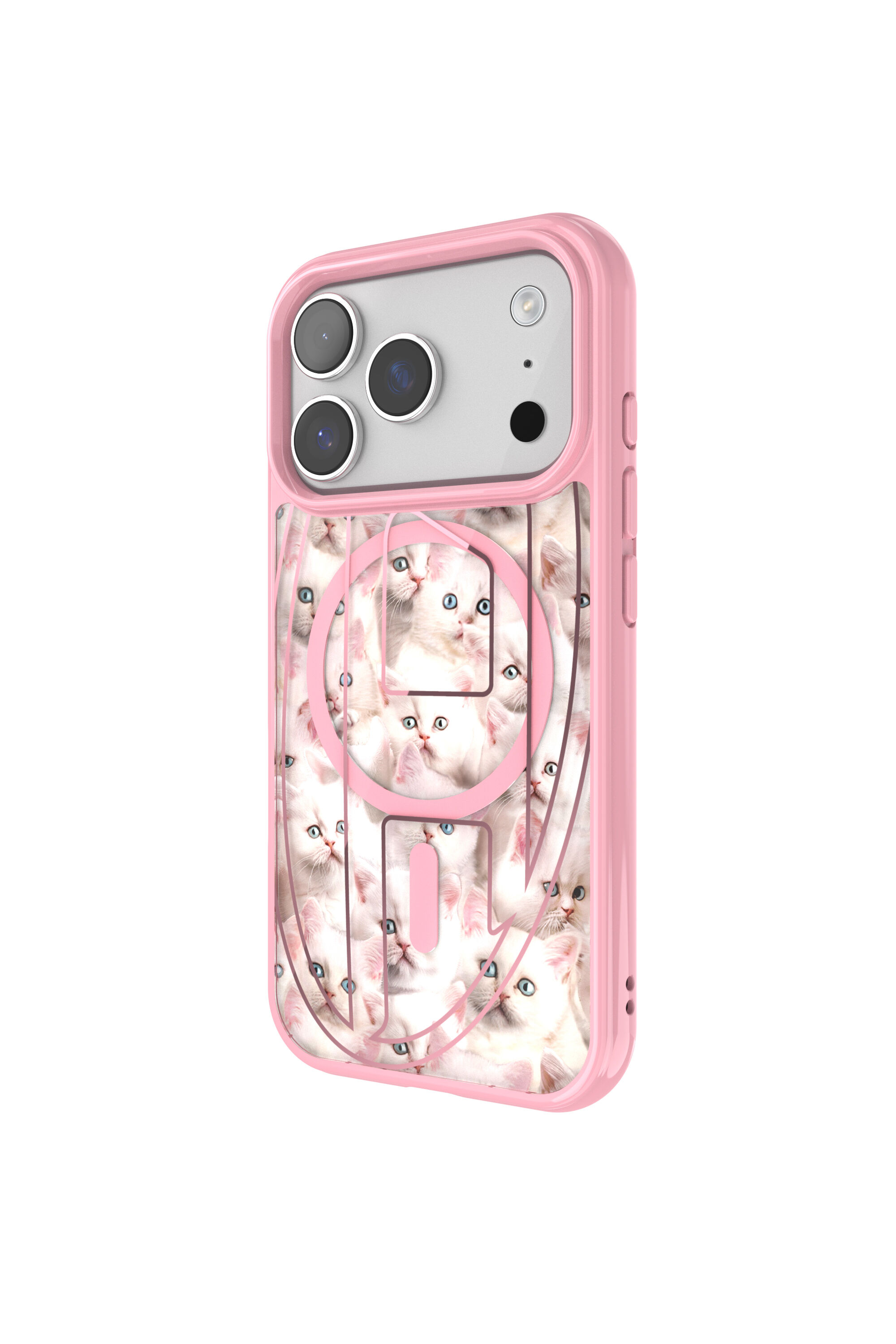 Women's Oval D cats case with magsafe for iPhone 17 Pro | Pink