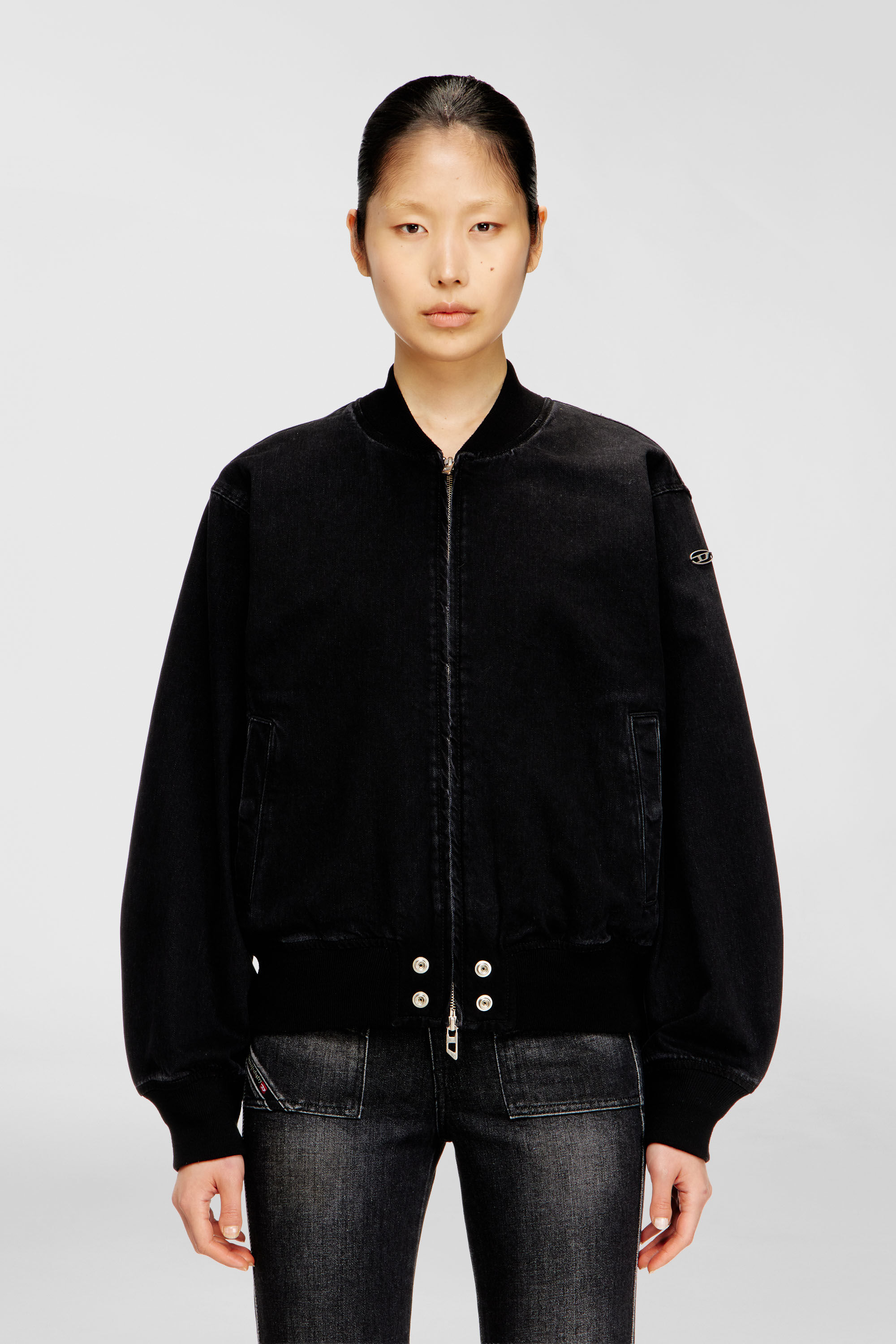 Women's Bomber jacket in denim | Black | Diesel {{Country}}