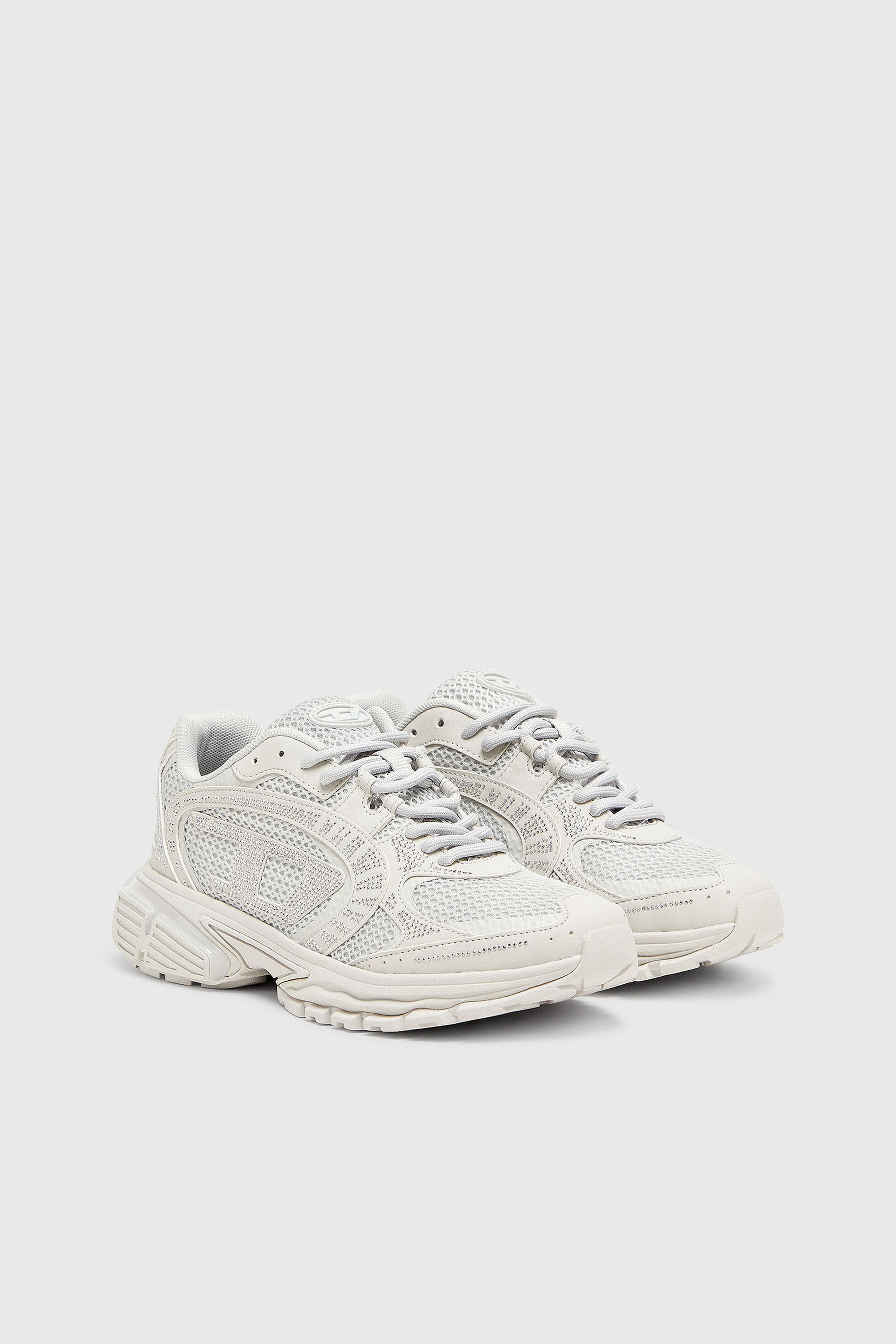 Diesel - S-PRO-V-DENSE LOW W, Woman's S-Pro-V-Dense - Mesh sneakers with crystals in White - 2