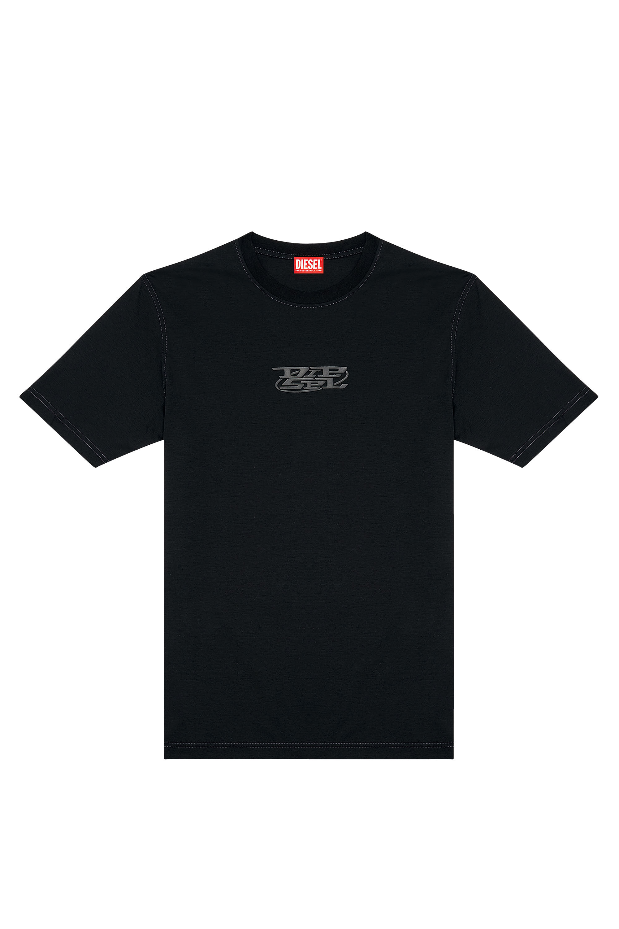 Men's Logo-print T-shirt in mercerised cotton | Black | Diesel