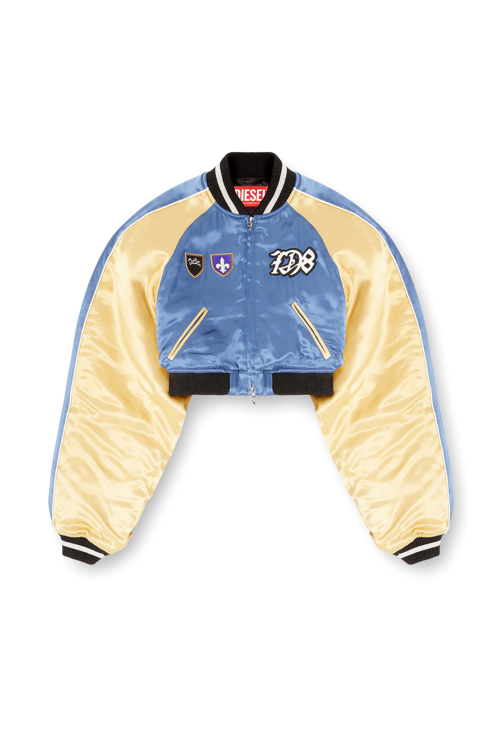 Women's Cropped satin souvenir jacket | Multicolor | Diesel