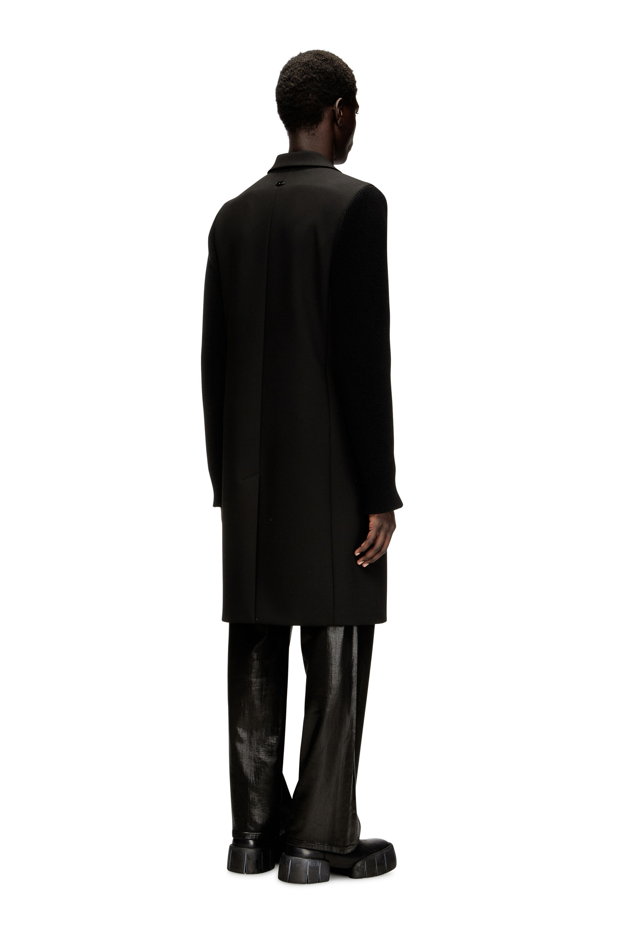 Men's Coat in tailoring fabric and ribbed knit | Black | Diesel