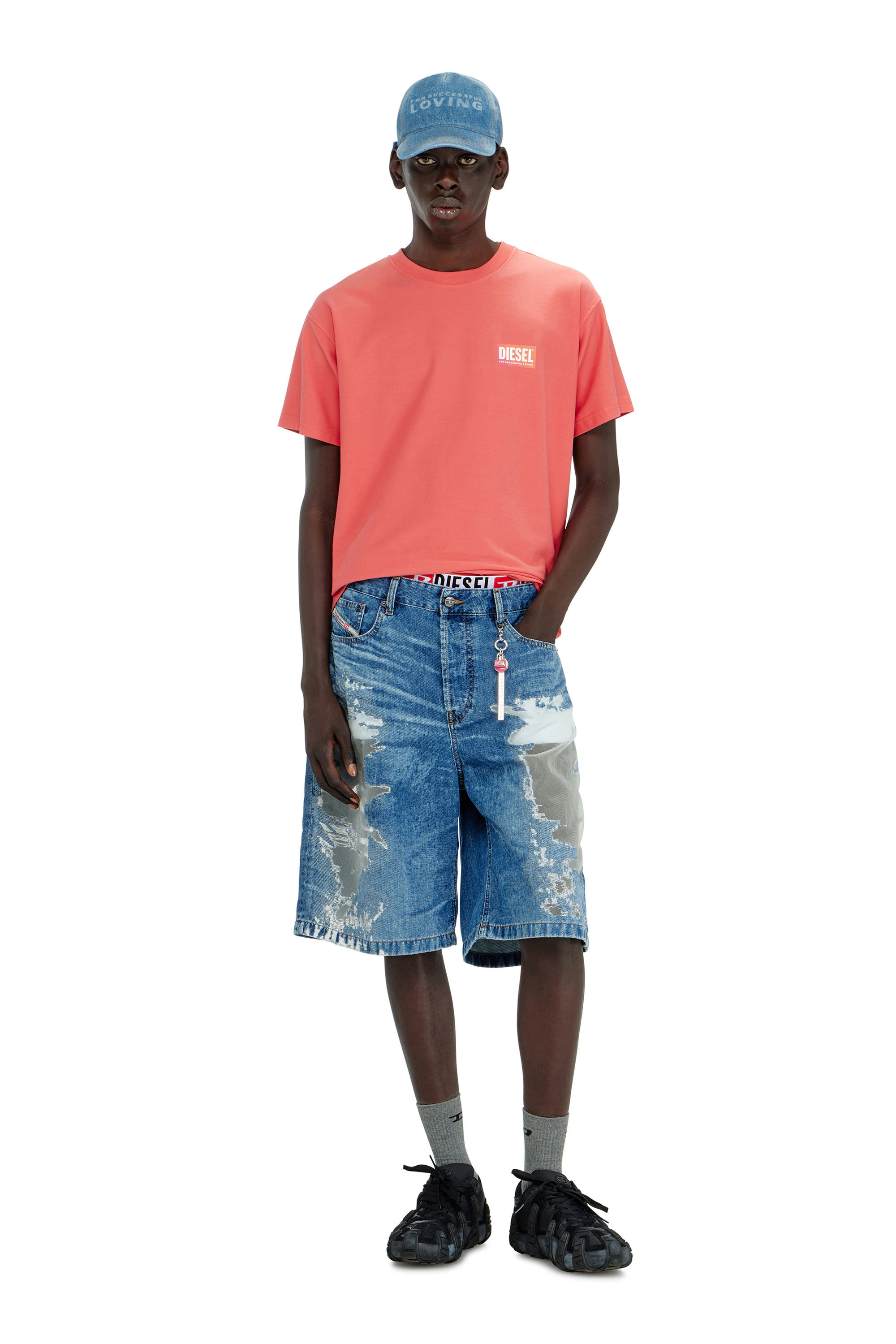 Diesel - PR-DE-SIRE-SHORT, Unisex's Shorts in devor&eacute; denim in Medium blue - 1