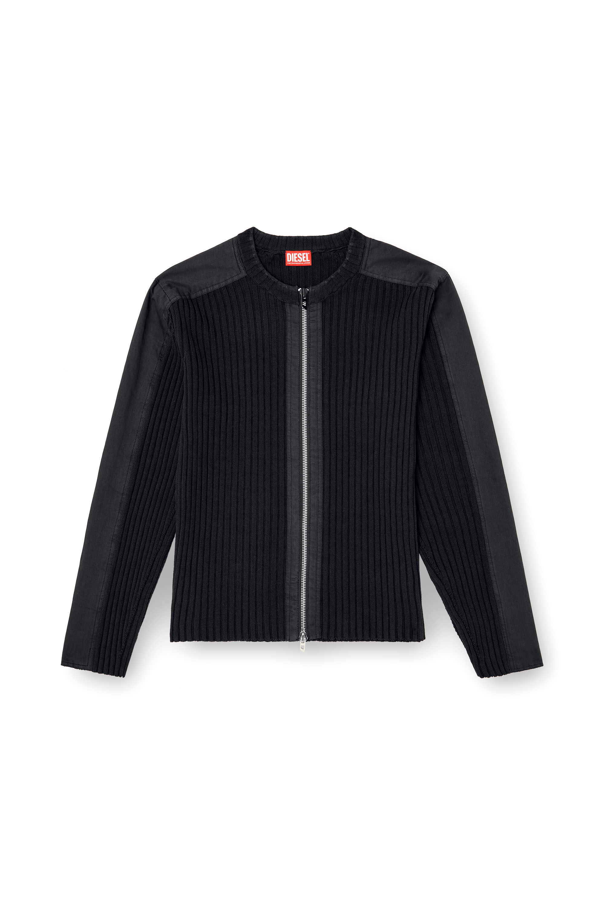 DIESEL ブラック クロップドカーディガン Men's Zipped cardigan with utilitarian panels | Black | Diesel