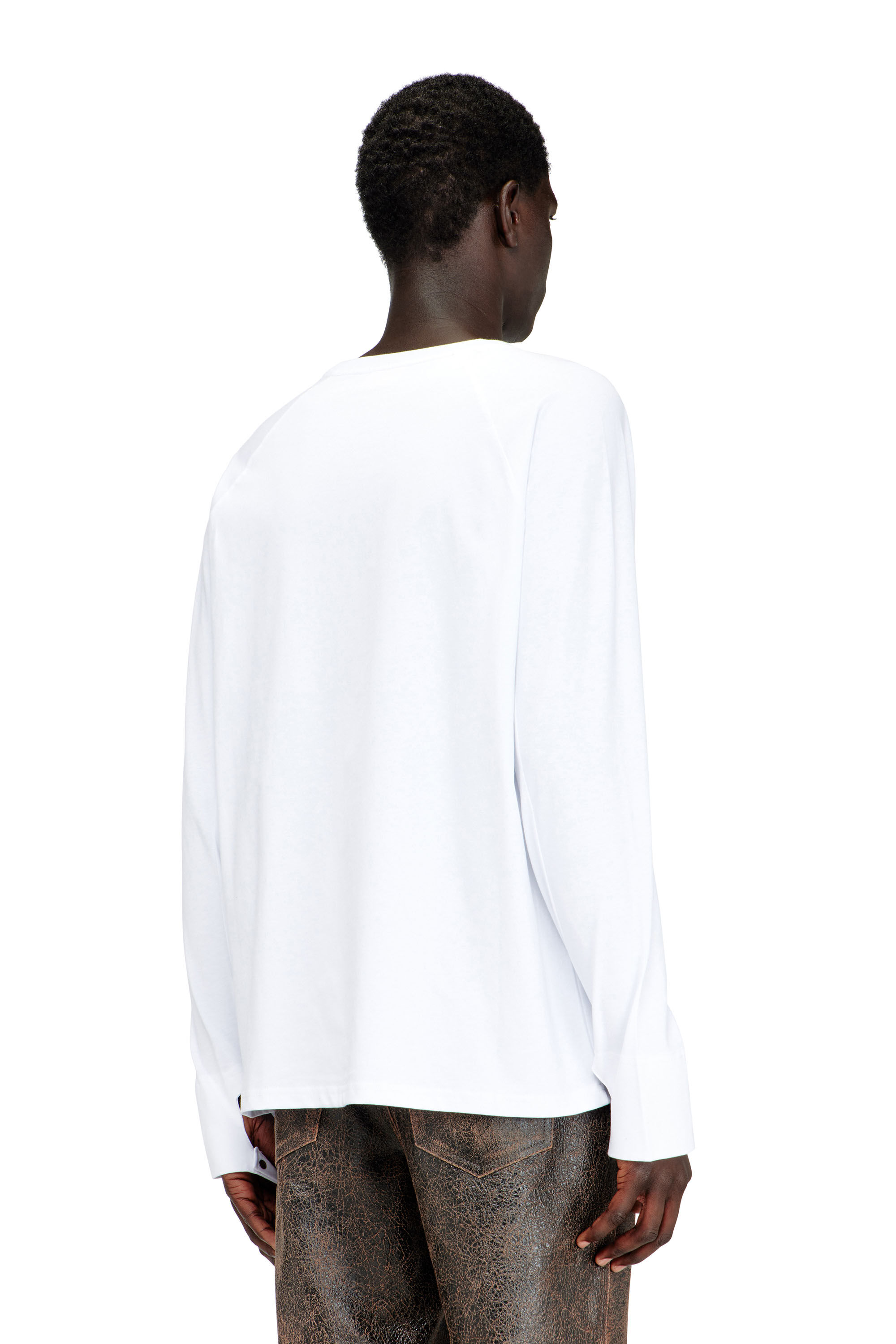Men's T-shirt with biker detail cuff | White | Diesel TR