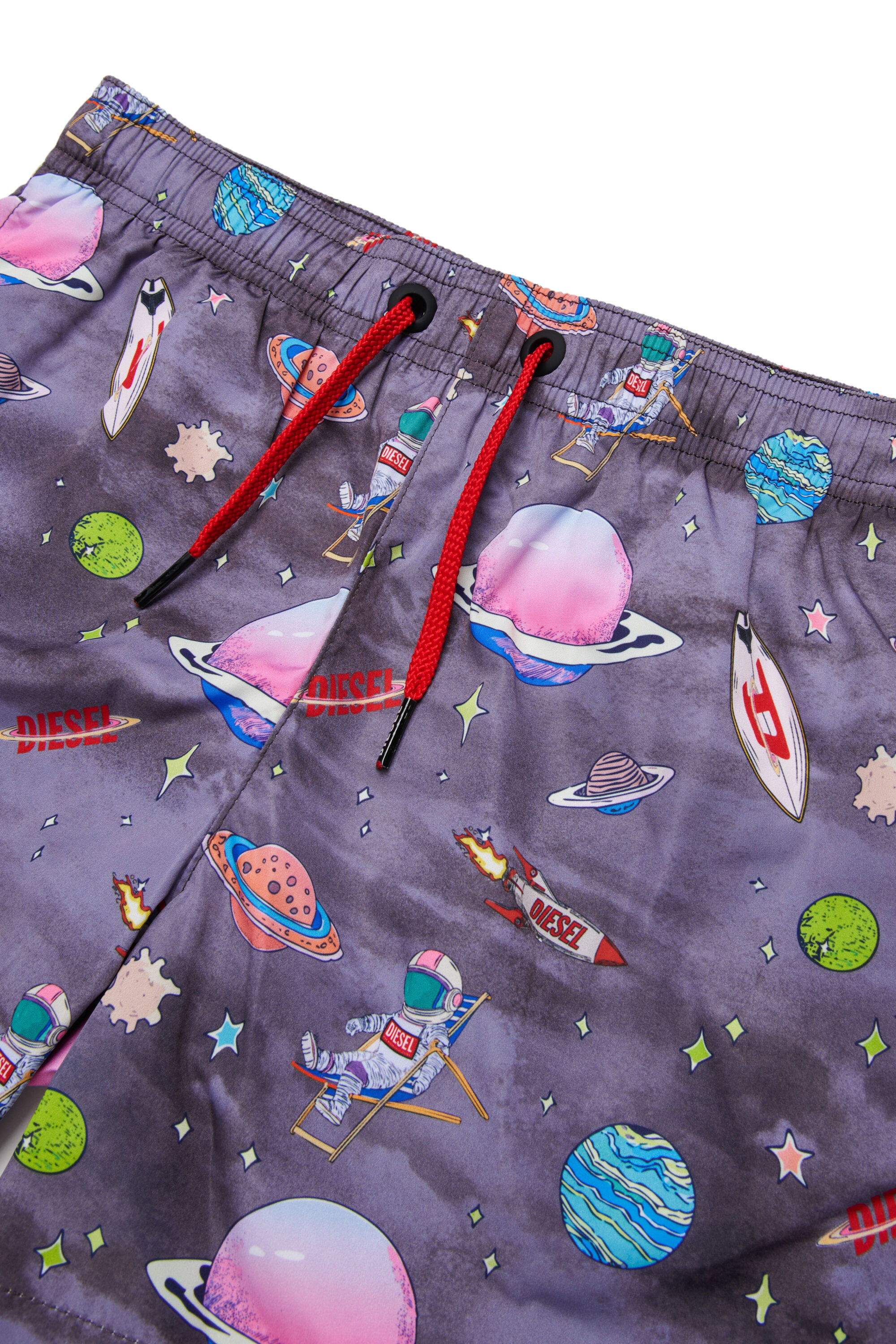 Diesel - MISPACE, Man's Swim shorts with all-over space print in Black/Violet - 3