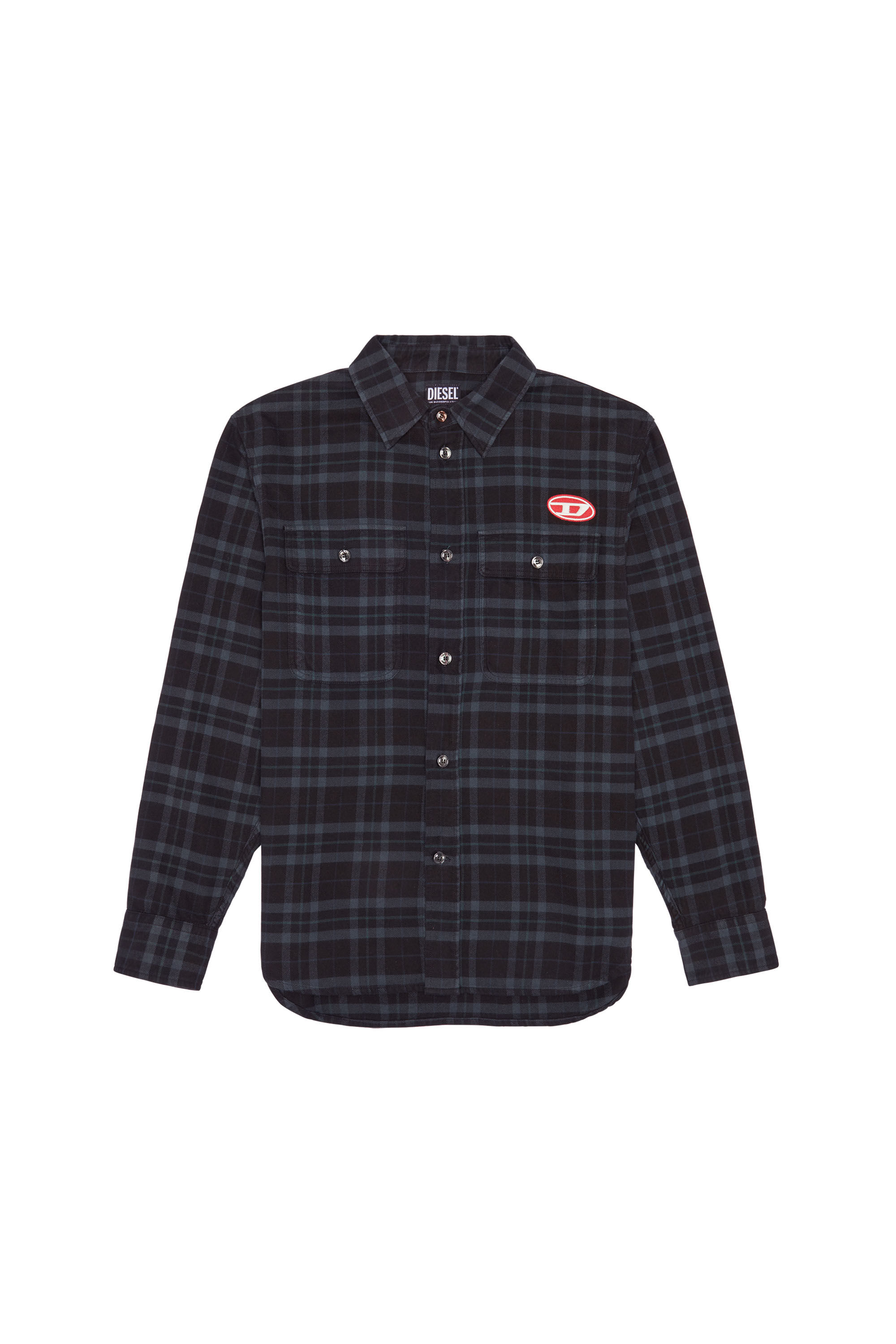 GRMO Men Loose Buttons Long Sleeve Classic Pocket Checked Shirts