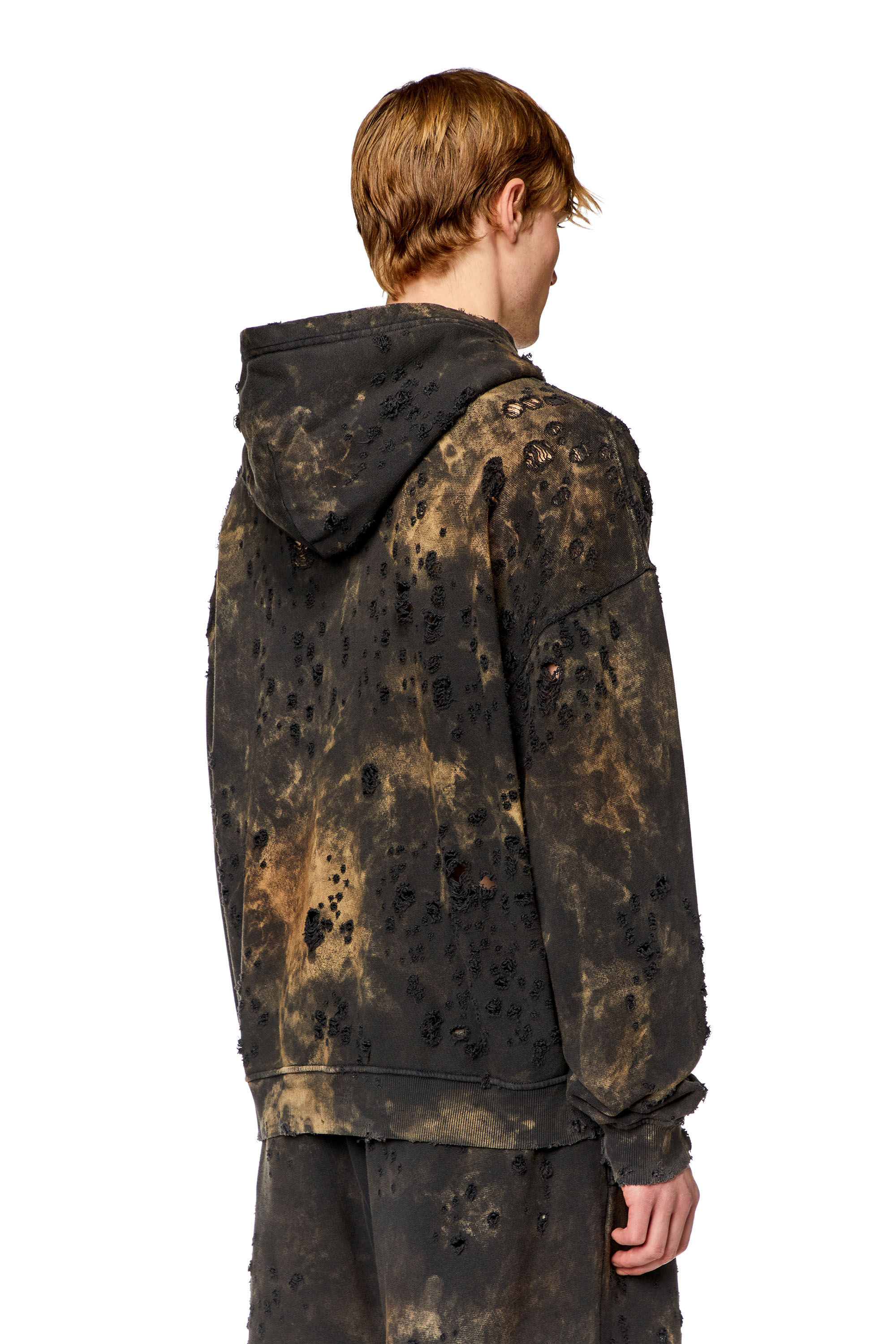 Men's Destroyed hoodie with marble-effect | Multicolor | Diesel