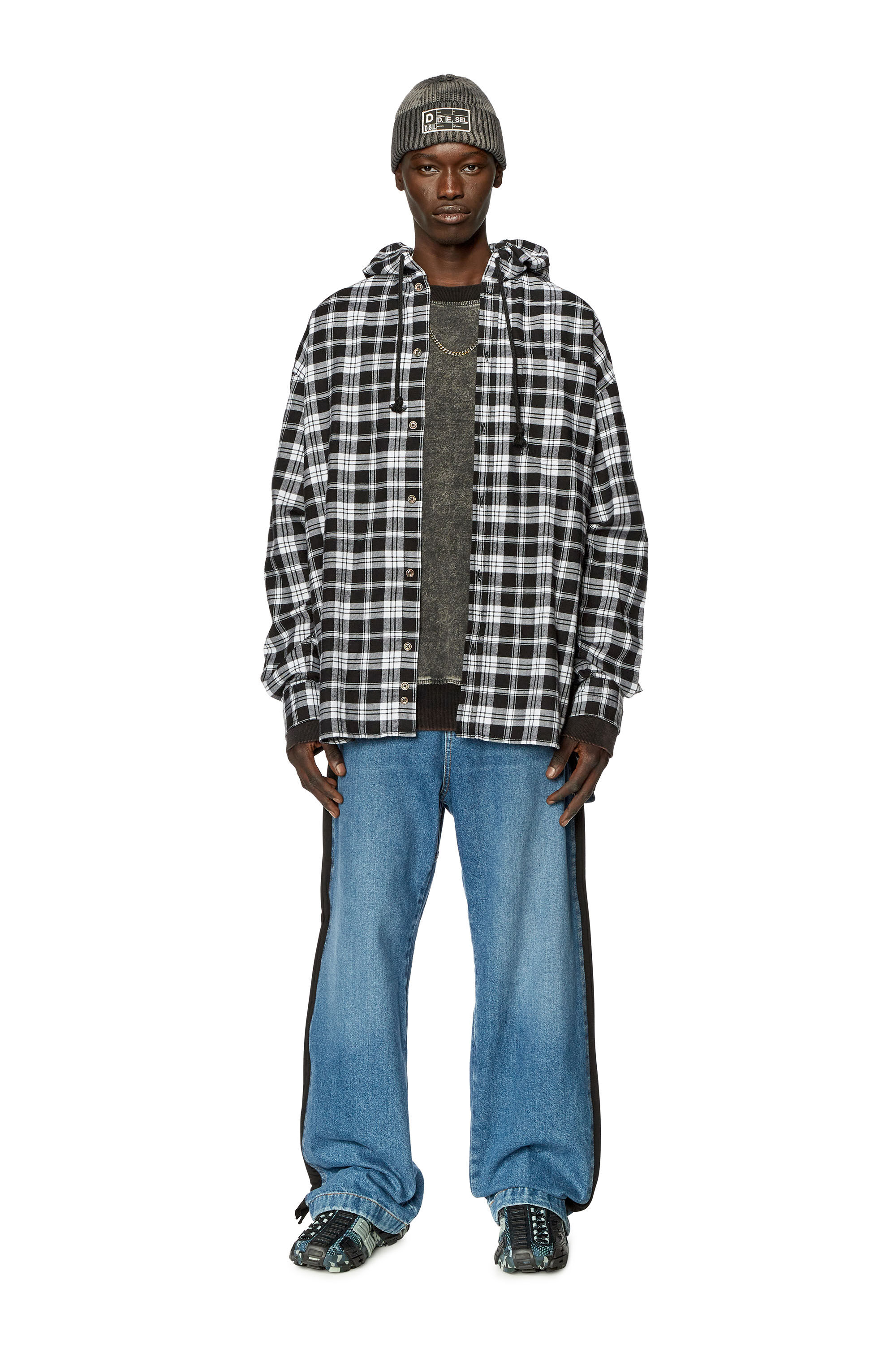 Oversized flannel deals with hood