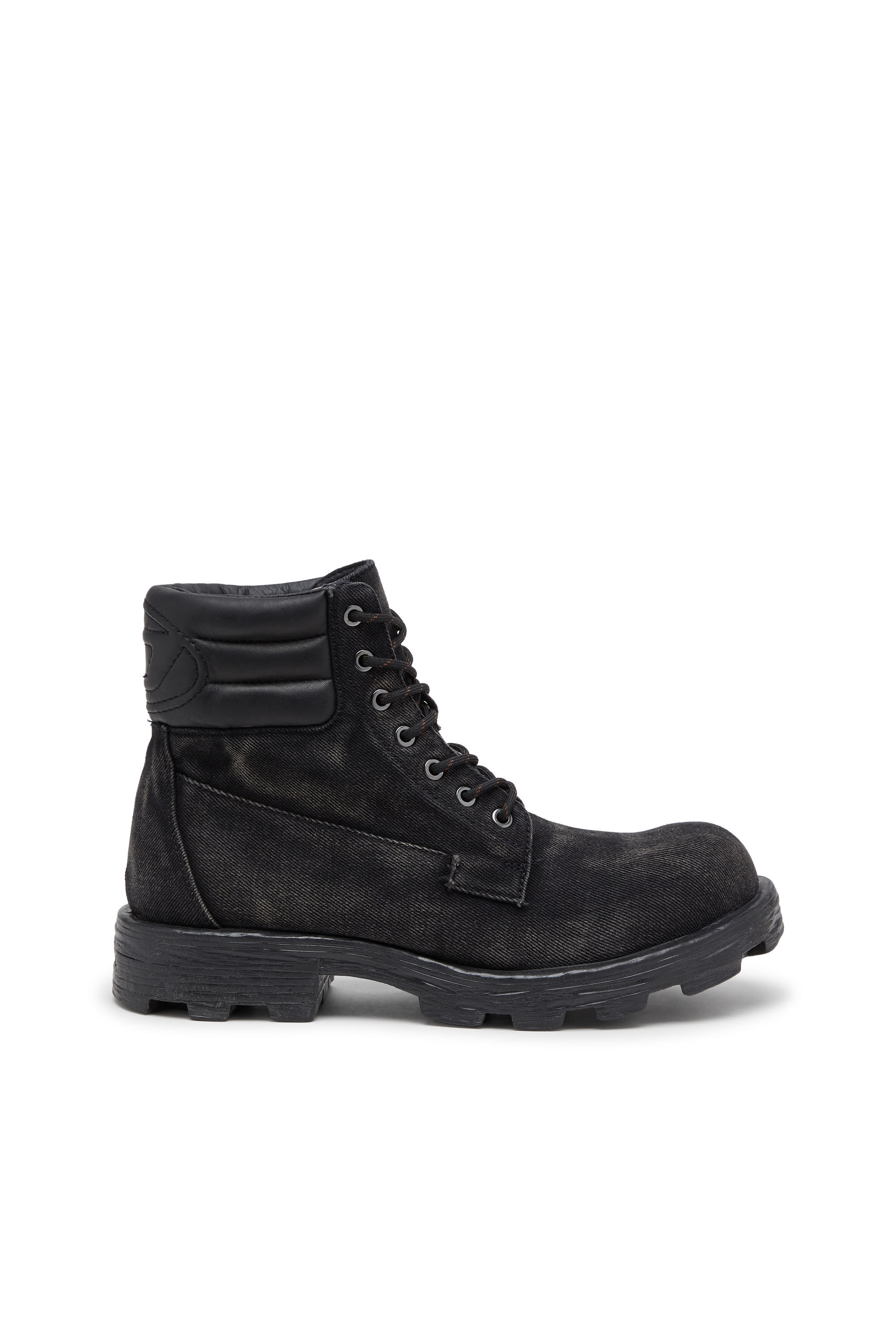 Men's D-Hammer-Combat boots in denim and leather | Black | Diesel