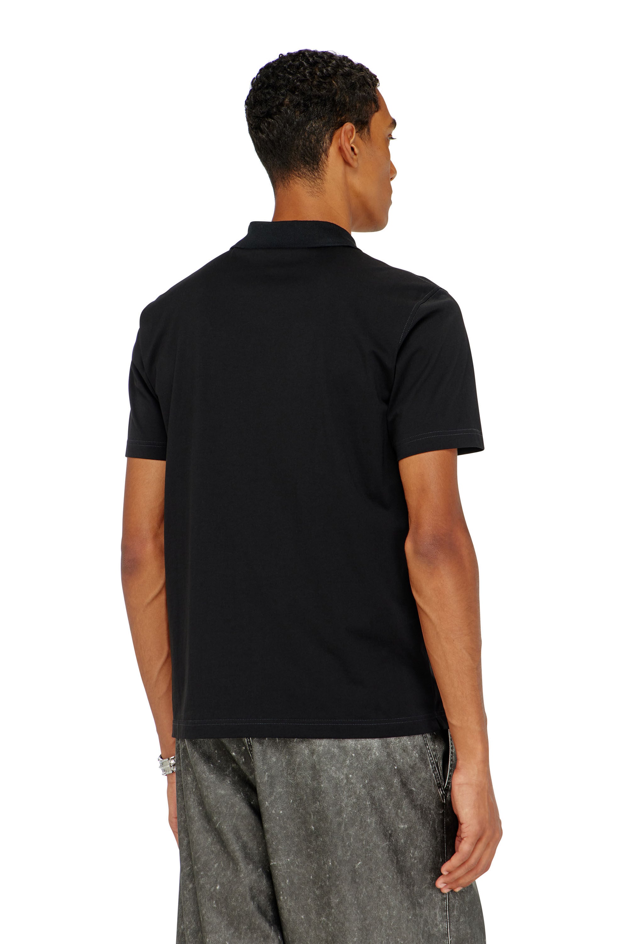 Men's Polo shirt with contrast piping | Black | Diesel TR