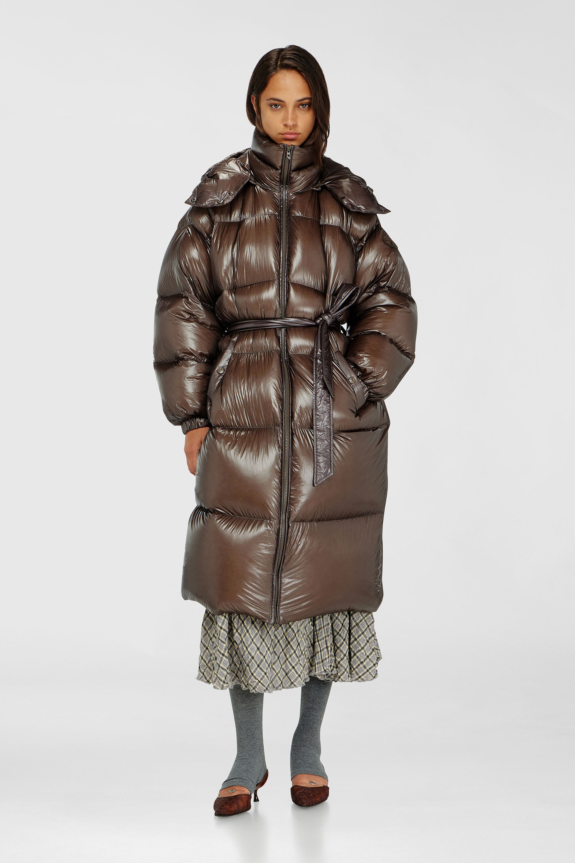 Women's Down puffer coat in ultra-light ripstop | Brown | Diesel
