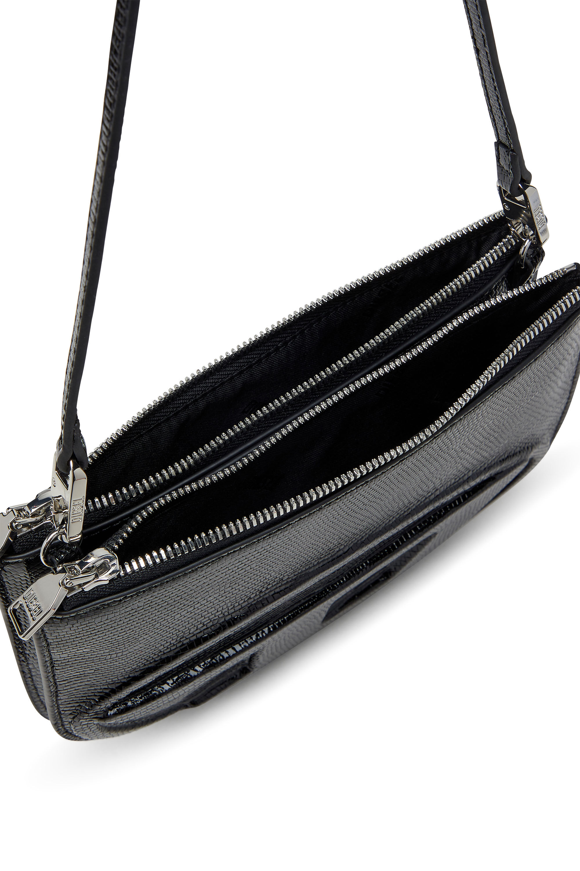 Diesel - 1DR TWIN, Woman's 1DR Twin-Double-pouch shoulder bag in embossed leather in Black - 5