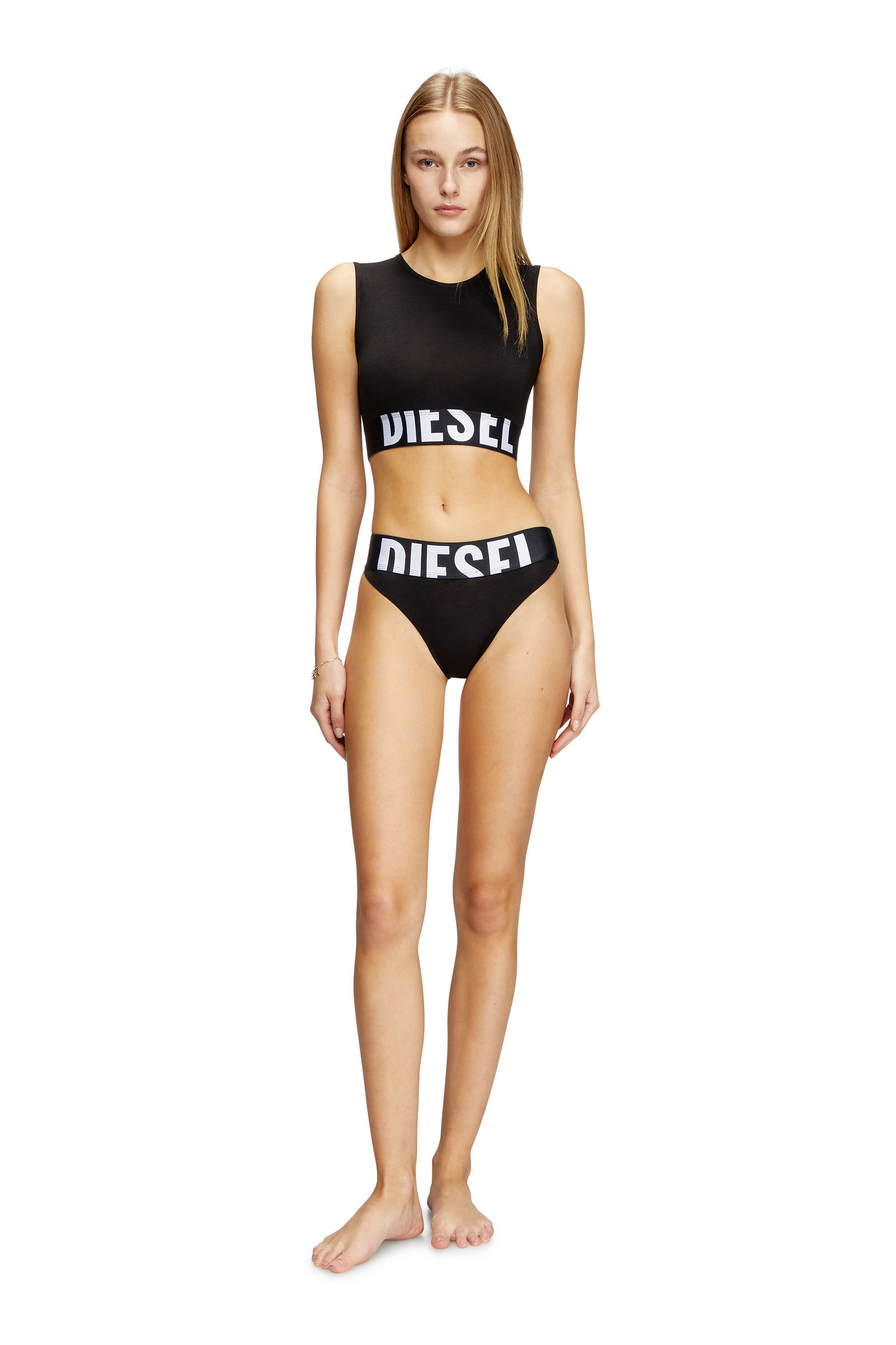 Women's Three-pack briefs with cut-off logo | Black | Diesel